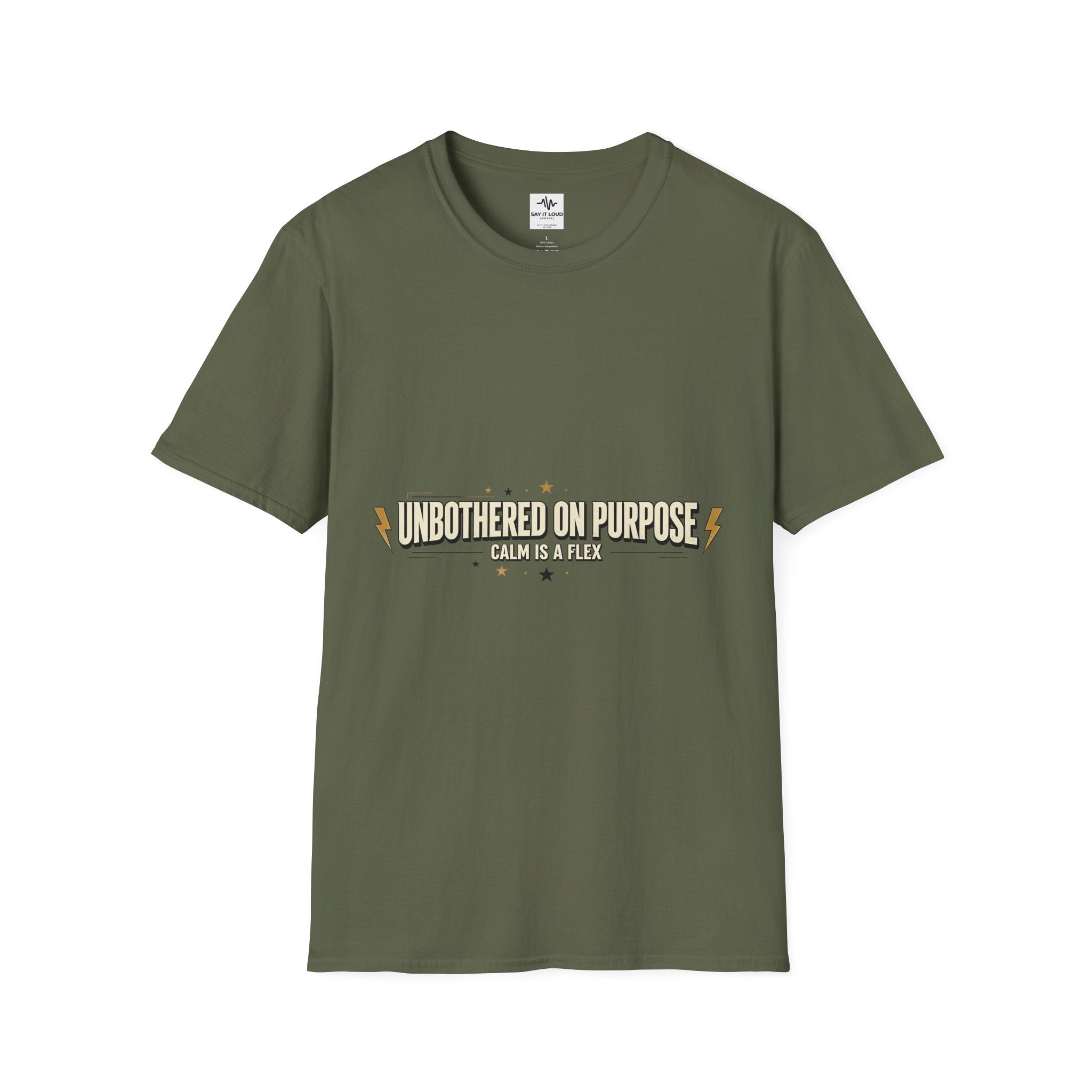 T-Shirt — "Unbothered on Purpose" Vintage Lightning Graphic