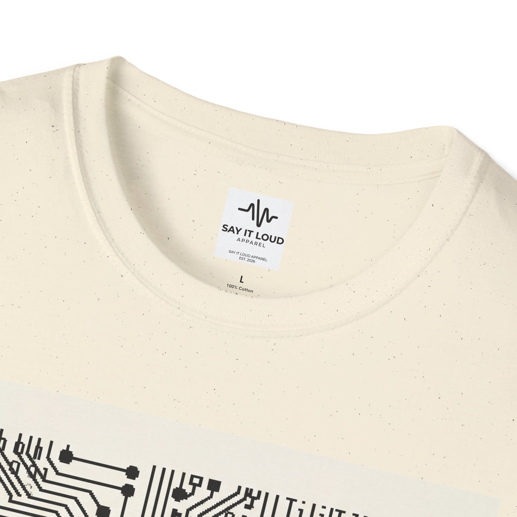 Human Made In Real Life T‑Shirt — Retro Tech Graphic Tee ("Not generated. Created.")