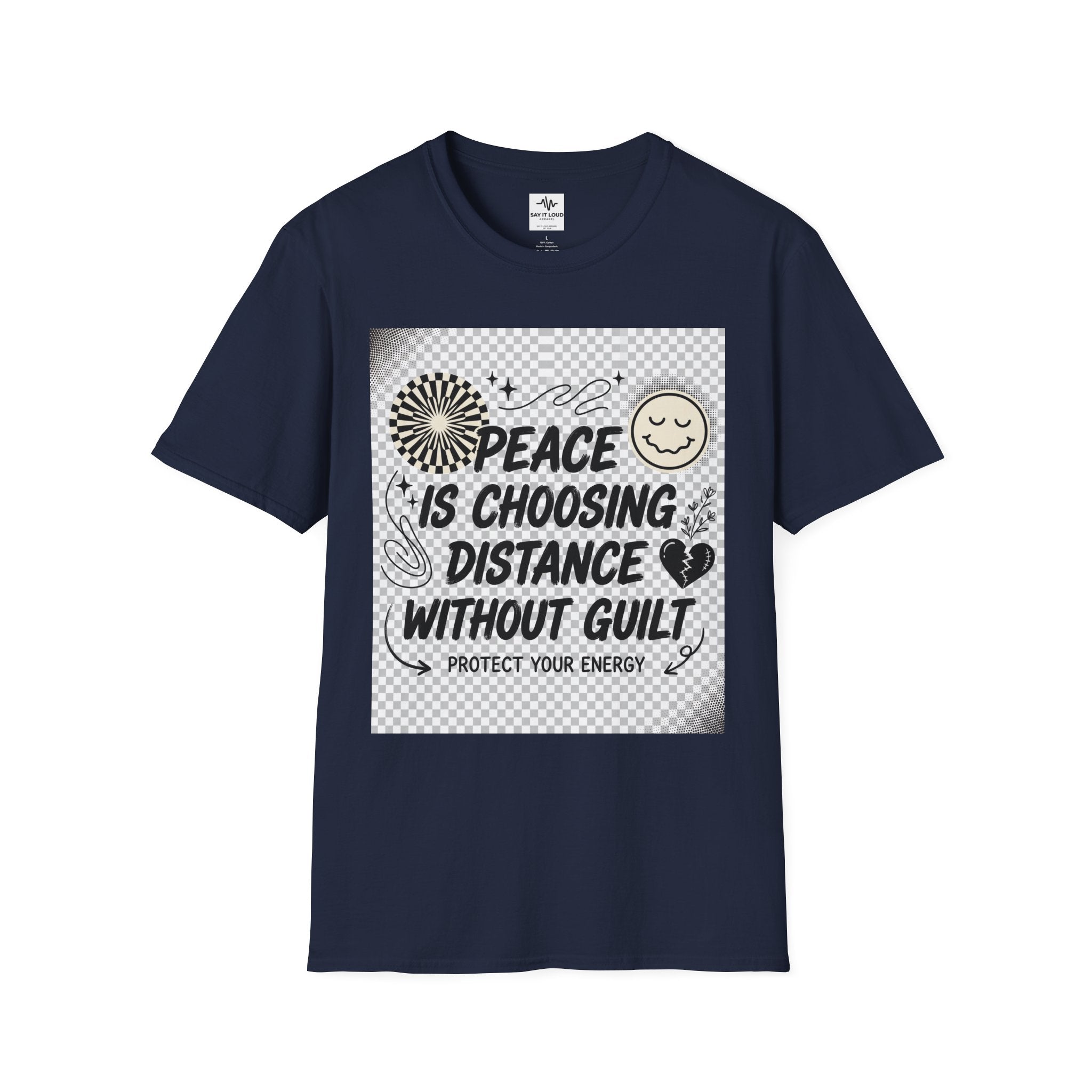 Peace Is Choosing Distance Without Guilt T-Shirt — Self-Care Quote Tee