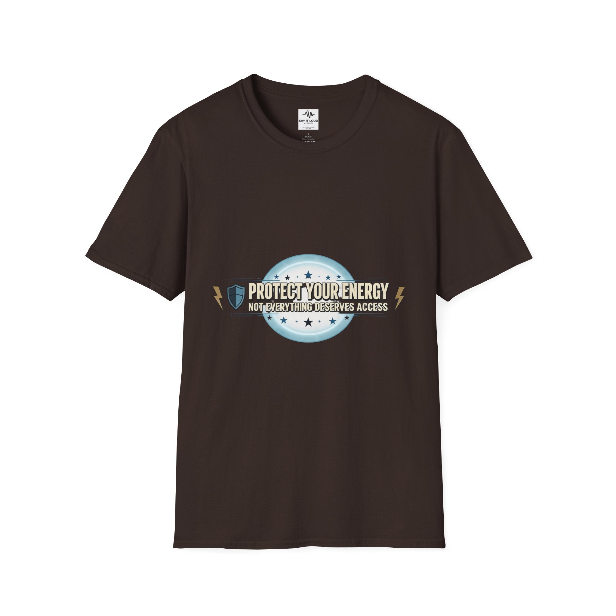 Protect Your Energy T-Shirt — Shield & Lightning Graphic Tee