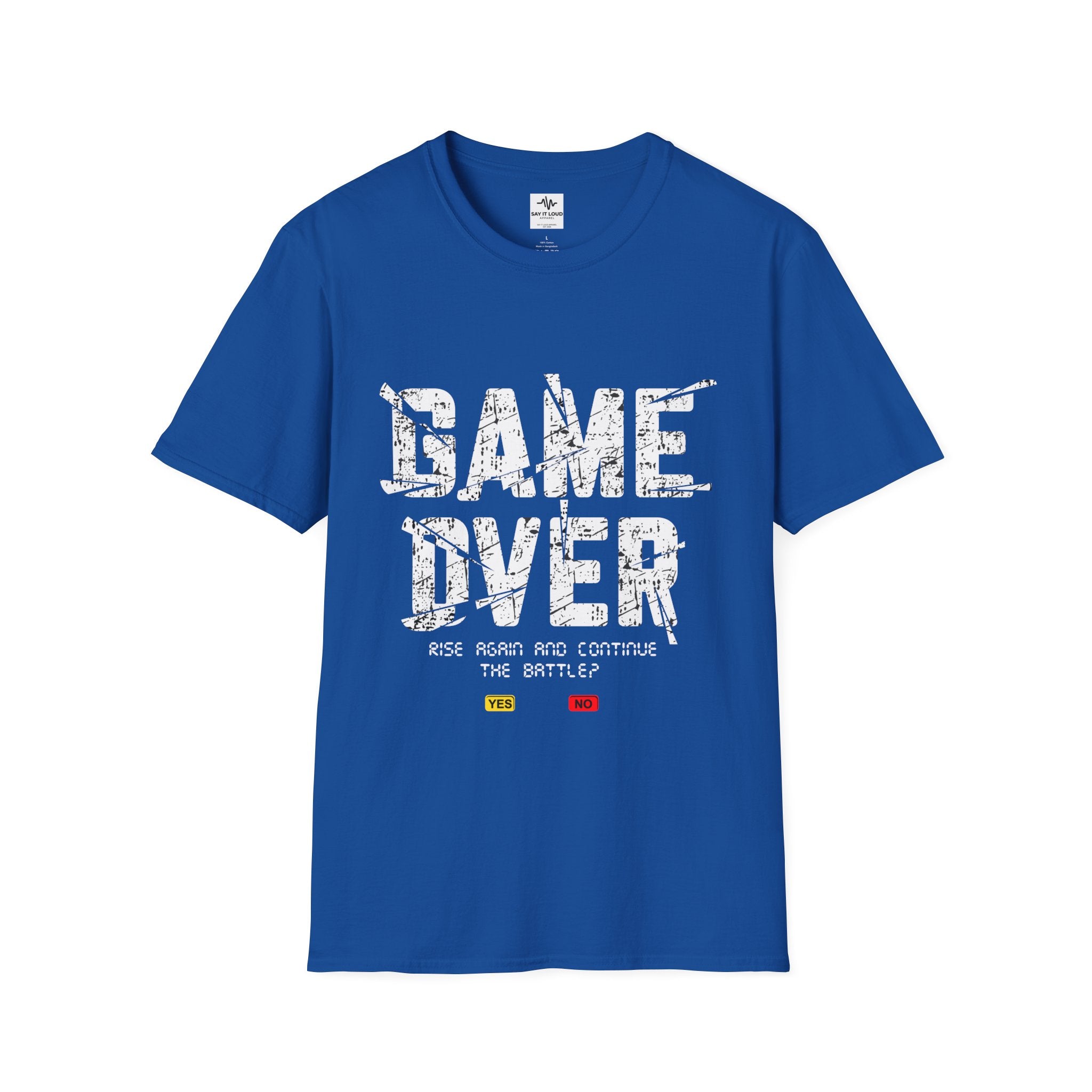 Game Over Graphic T-Shirt — "Rise Again and Continue the Battle" Gamer Tee