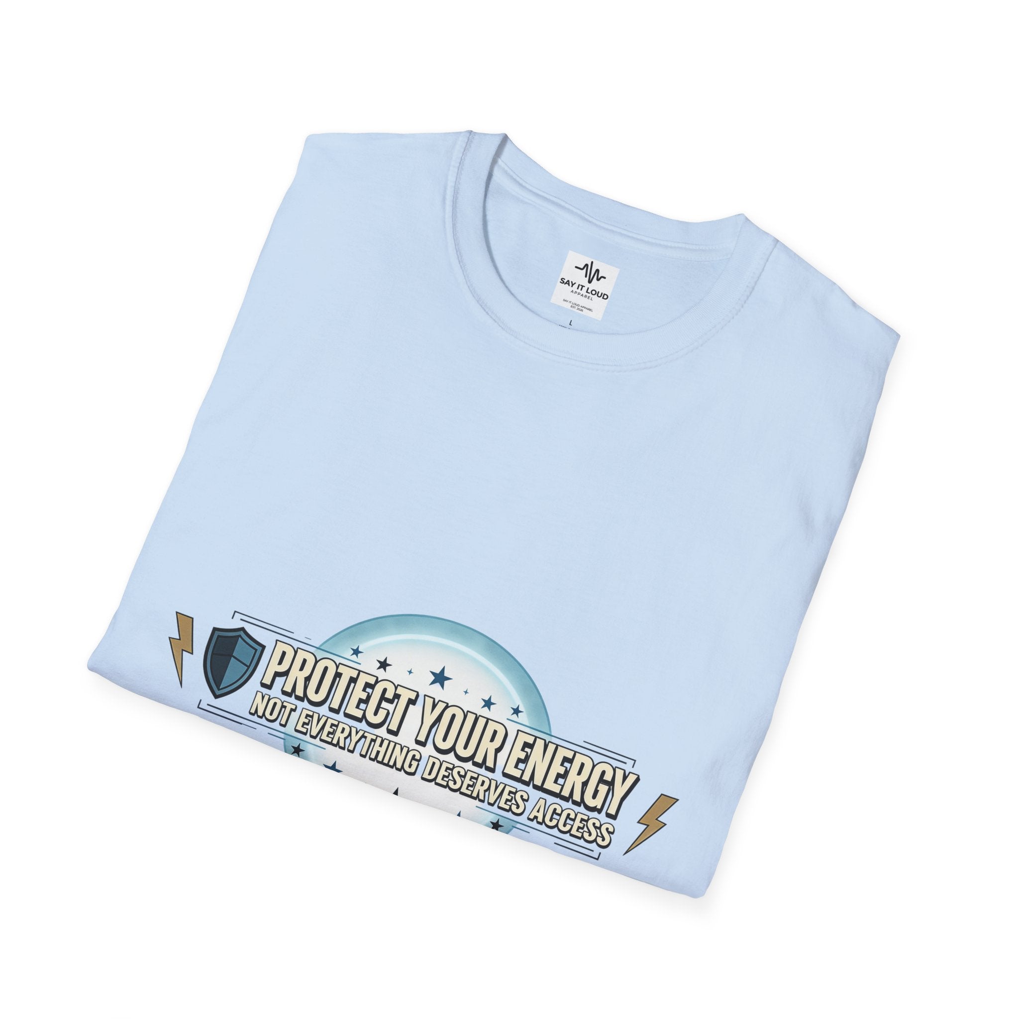 Protect Your Energy T-Shirt — Shield & Lightning Graphic Tee