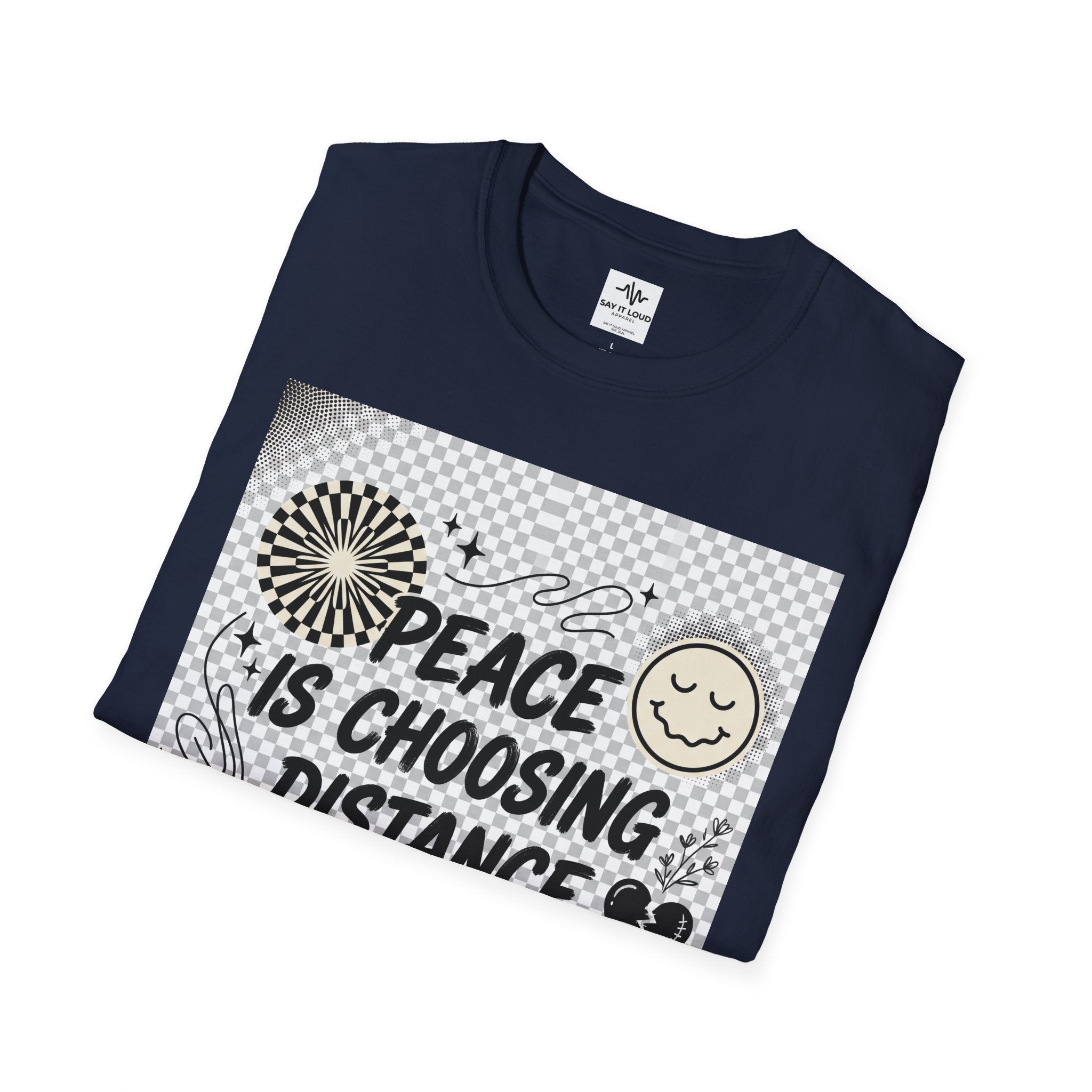 Peace Is Choosing Distance Without Guilt T-Shirt — Self-Care Quote Tee