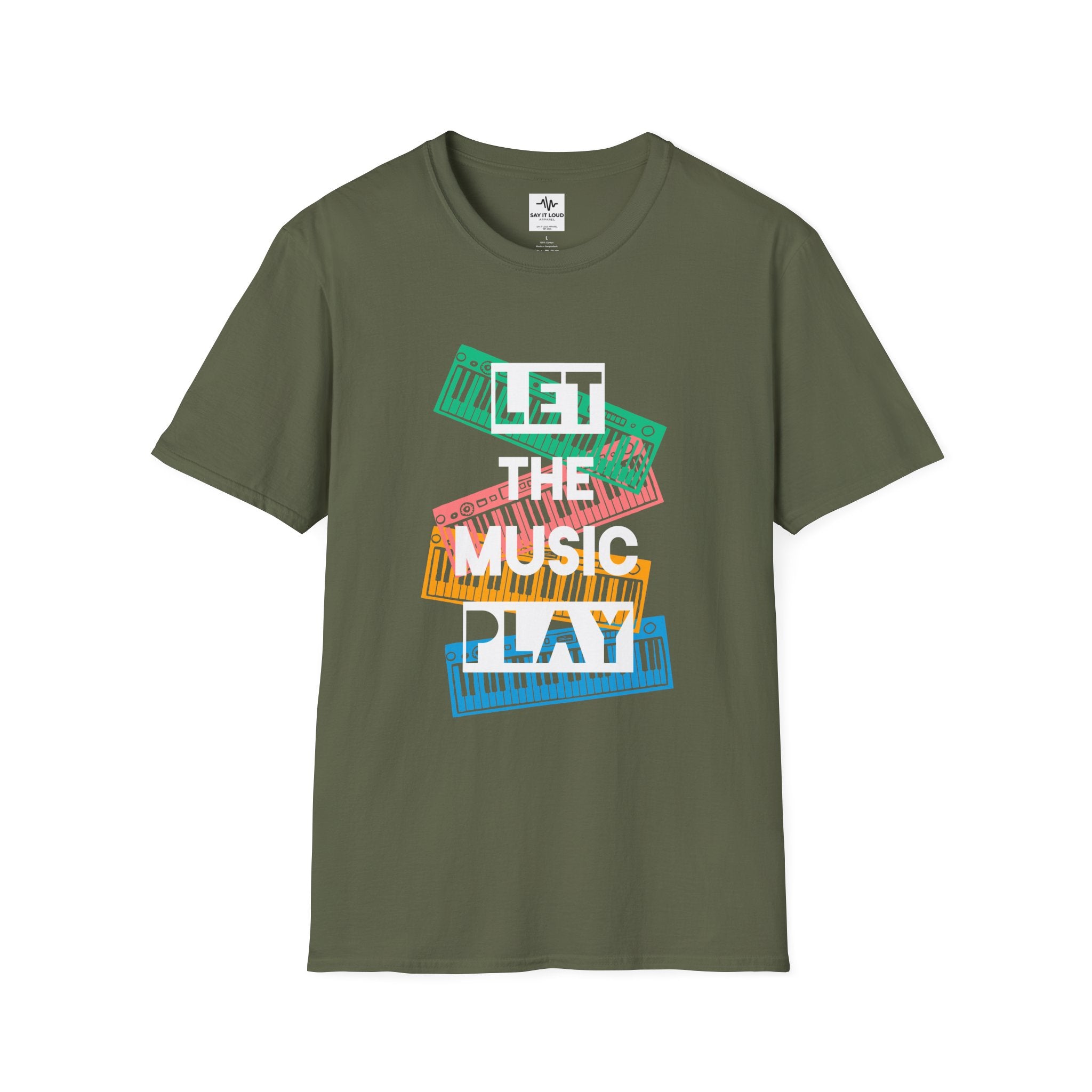 Let The Music Play T-Shirt — Colorful Keyboard Vintage Music Tee