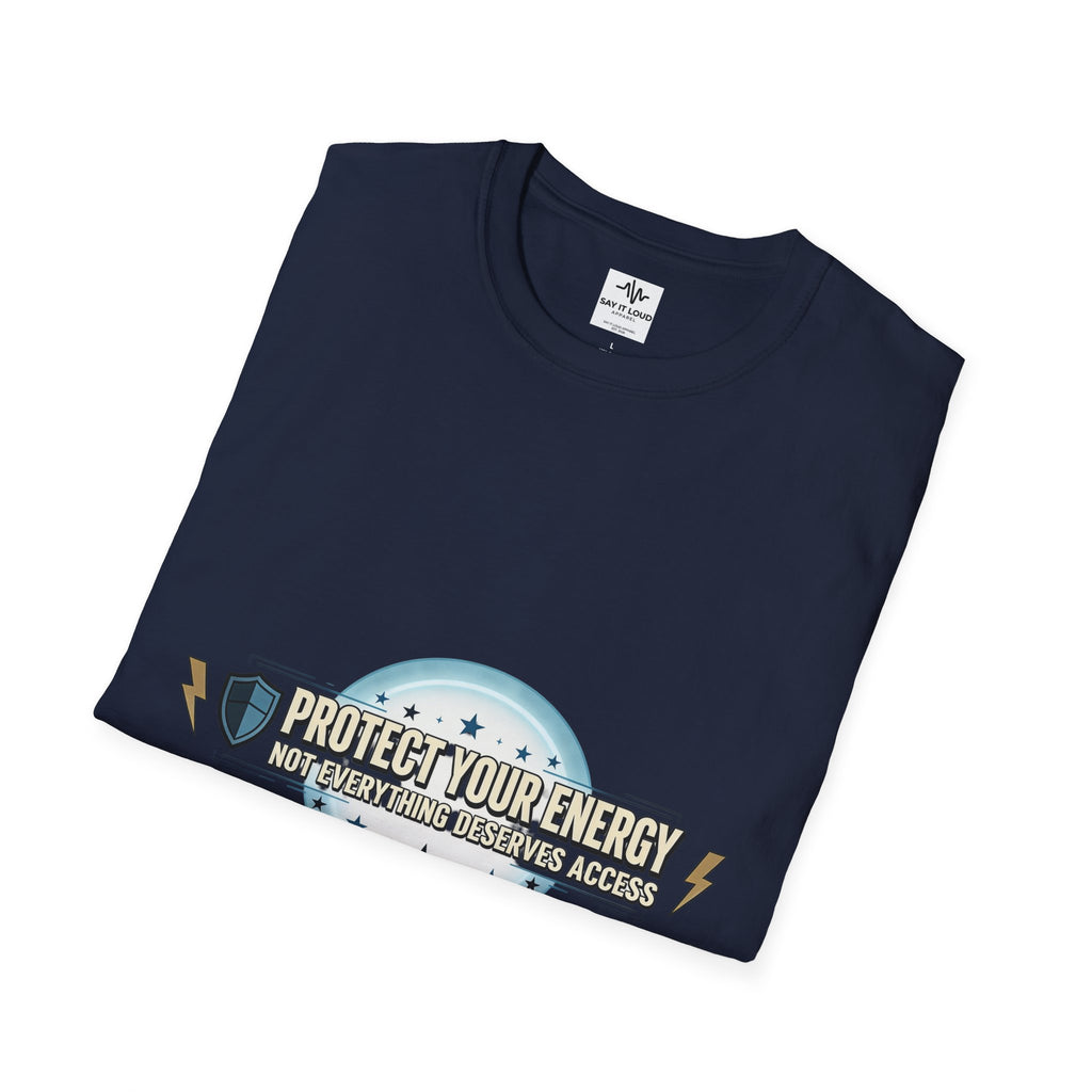 Protect Your Energy T-Shirt — Shield & Lightning Graphic Tee