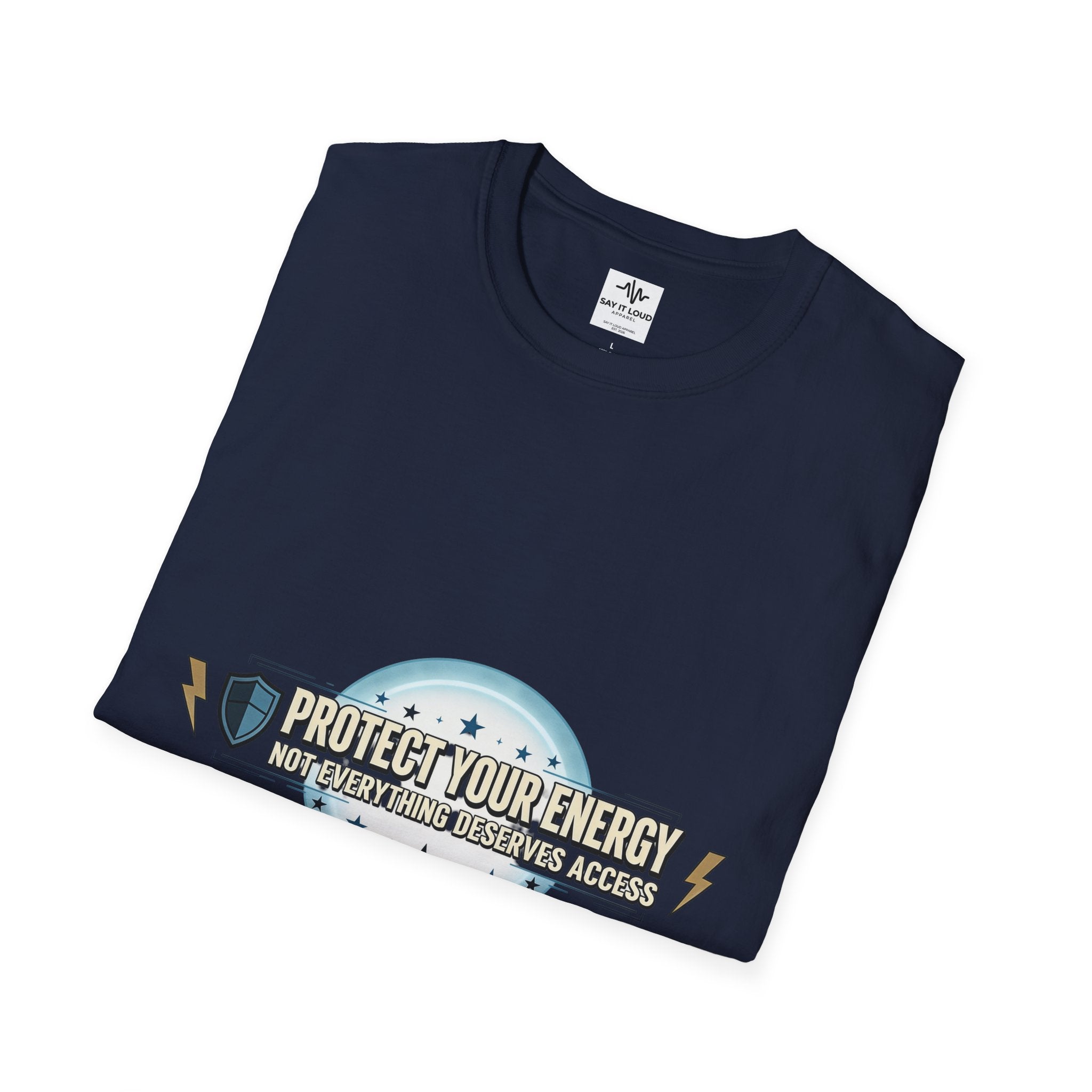 Protect Your Energy T-Shirt — Shield & Lightning Graphic Tee