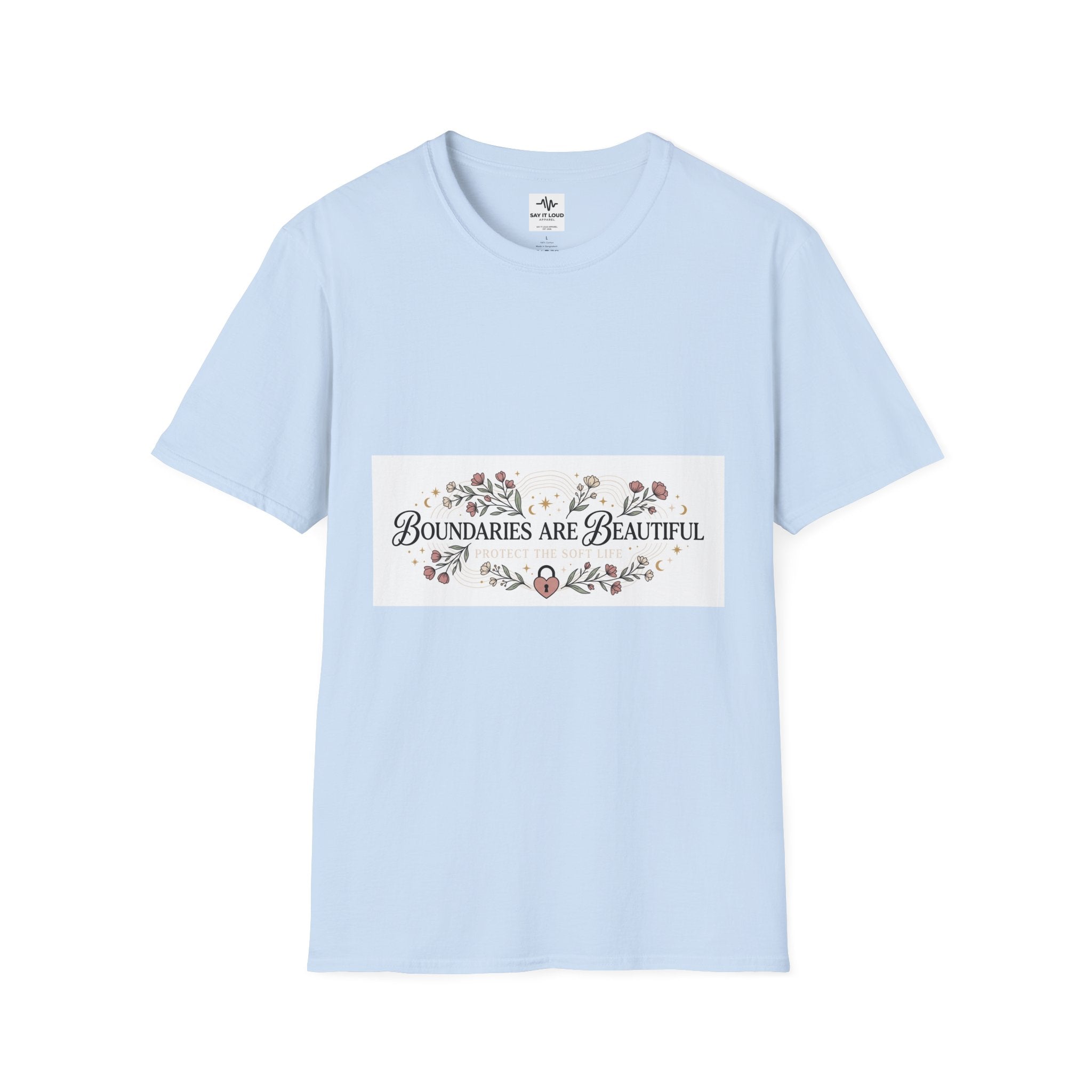 "Boundaries Are Beautiful" Floral T-Shirt — Self-Care Mental Health Tee