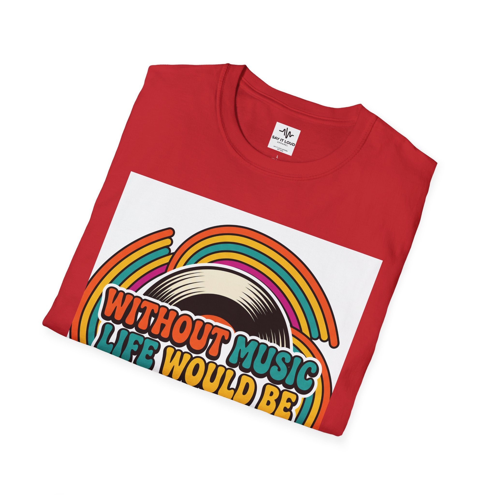 Retro Music Quote T-Shirt — "Without Music Life Would Be a Mistake"