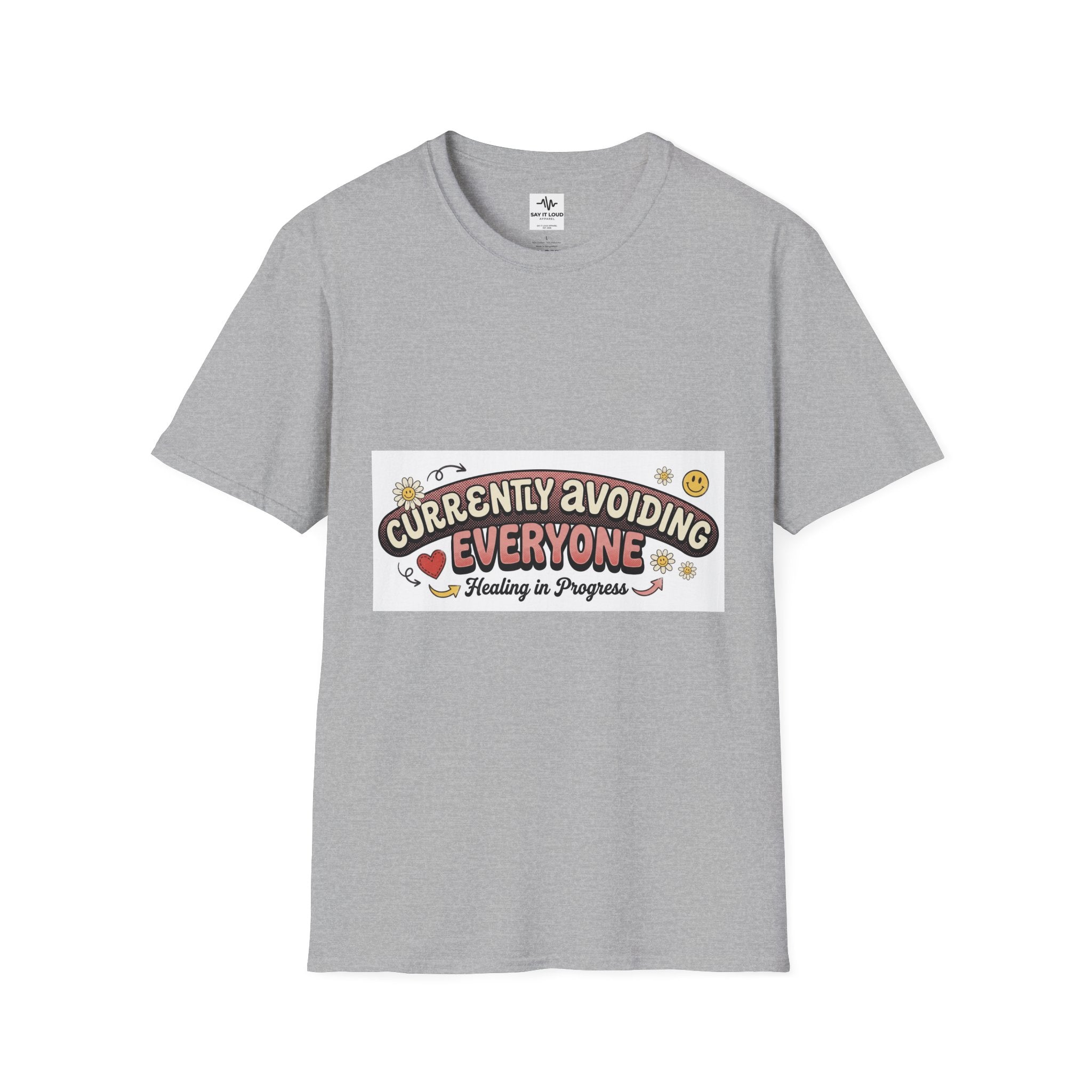 T-Shirt — "Currently Avoiding Everyone" Healing in Progress Graphic Tee