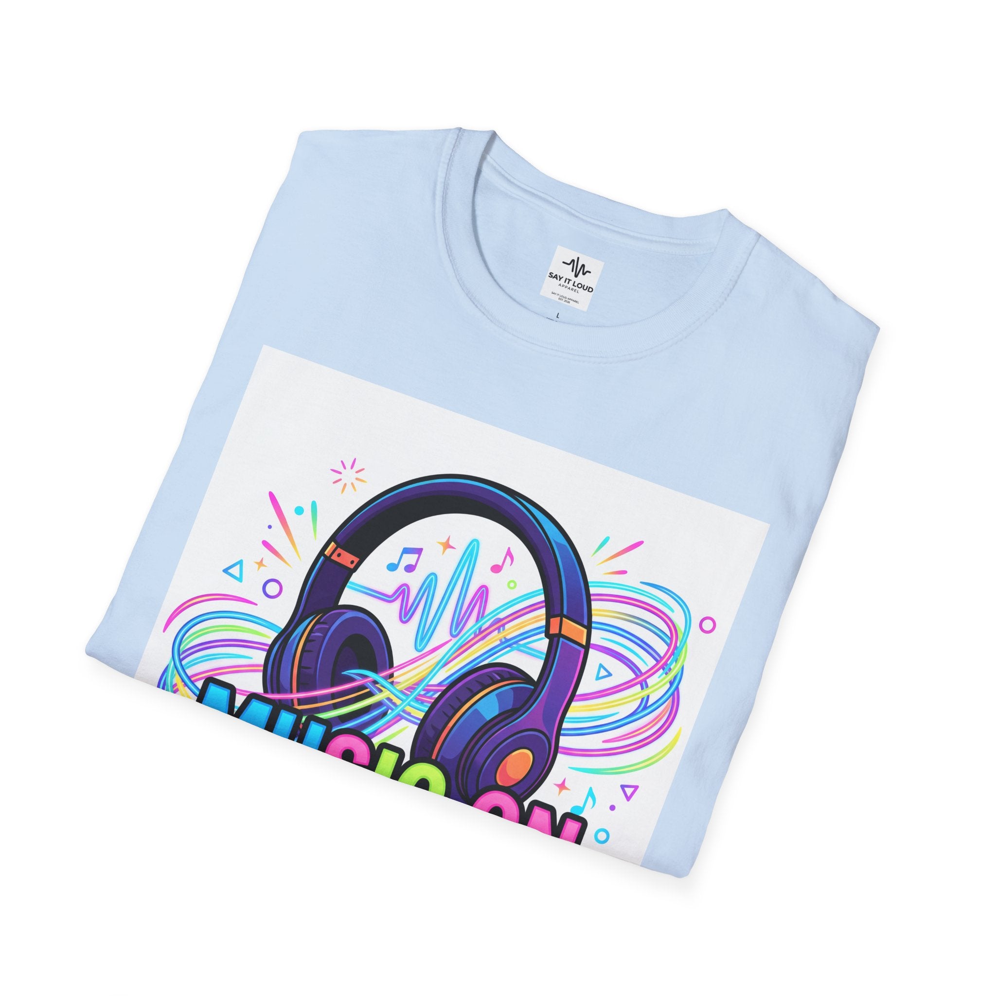 Music On World Off T-Shirt — "Tune in. Zone out." Headphones Graphic Tee