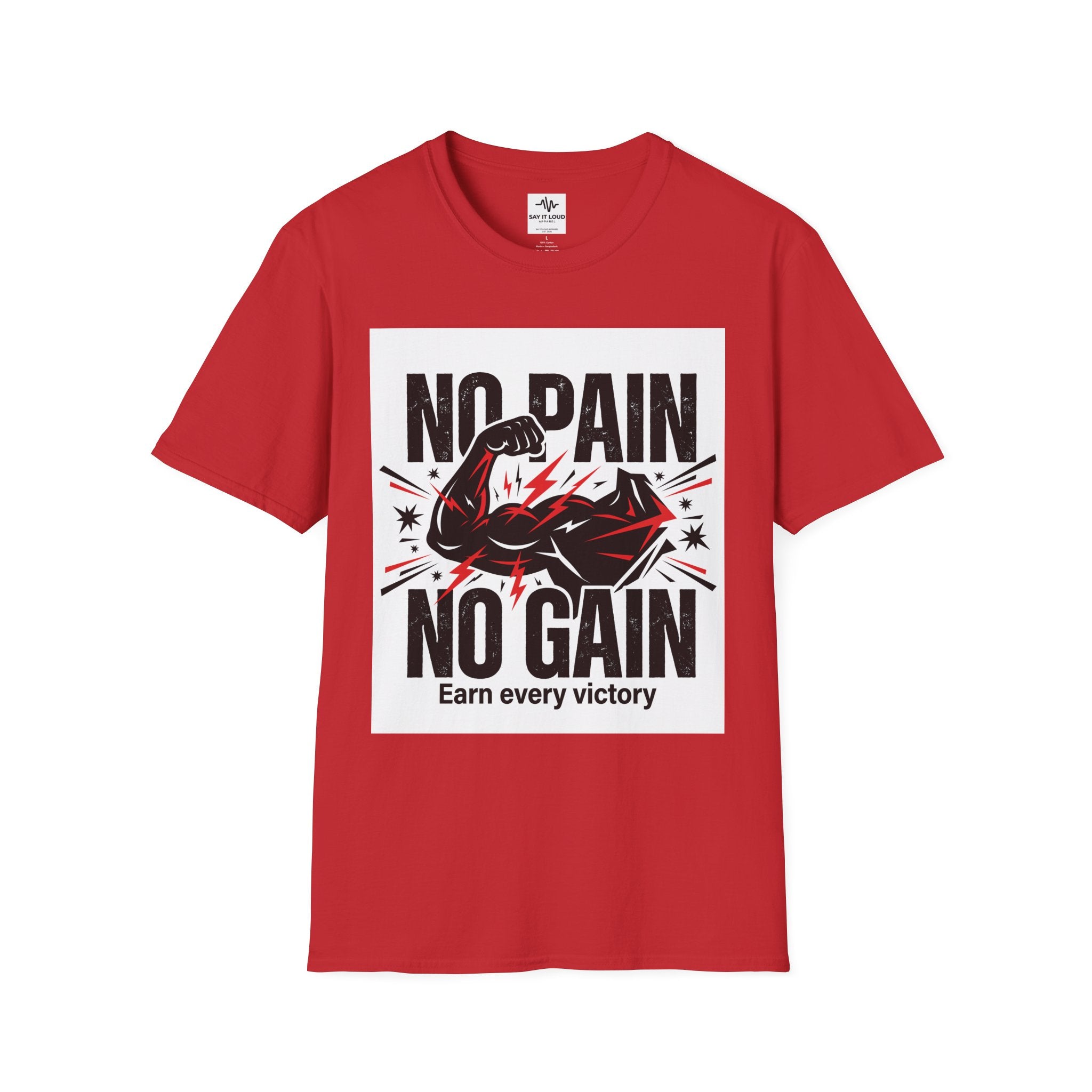 No Pain No Gain Fitness T-Shirt — "Earn Every Victory" Motivational Tee