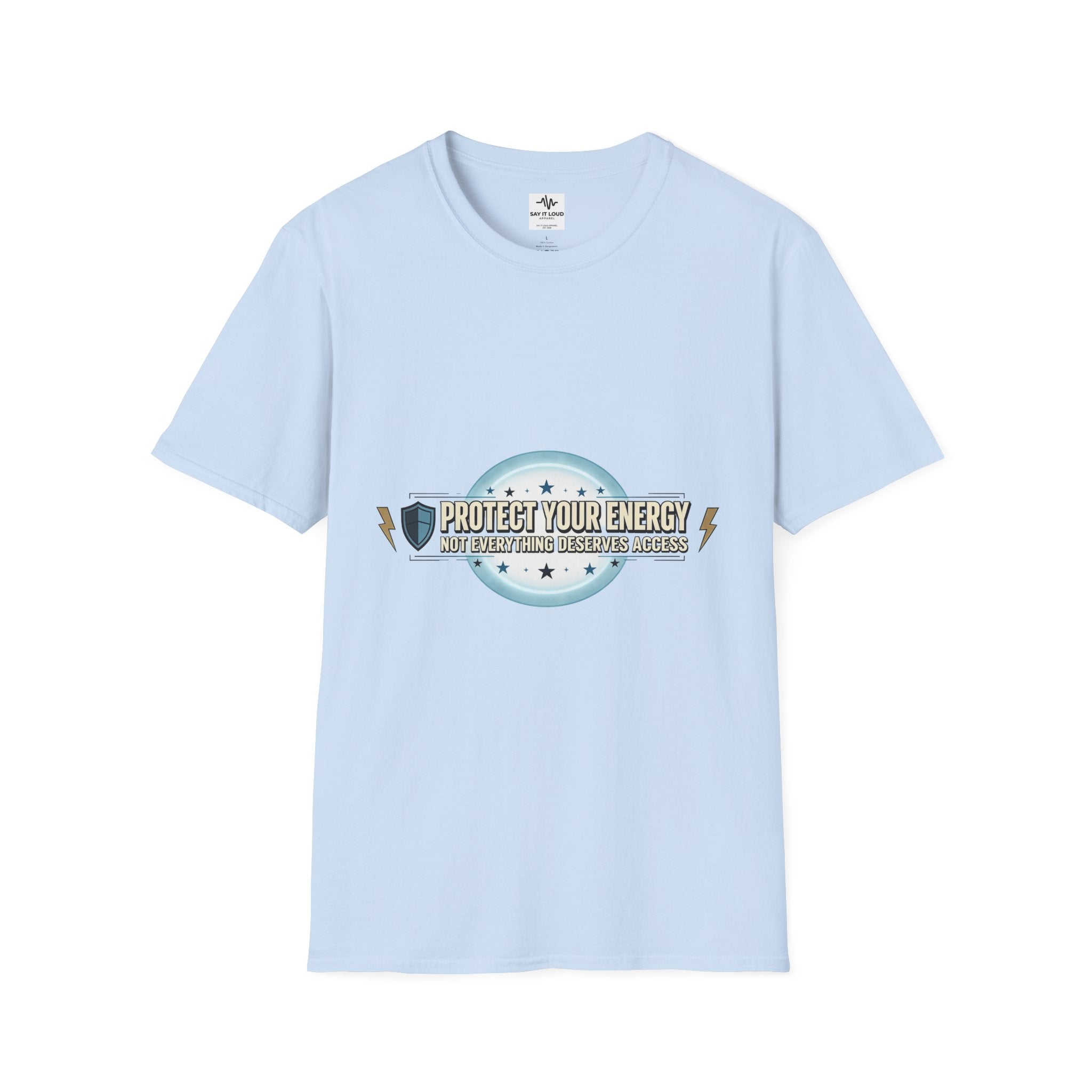 Protect Your Energy T-Shirt — Shield & Lightning Graphic Tee