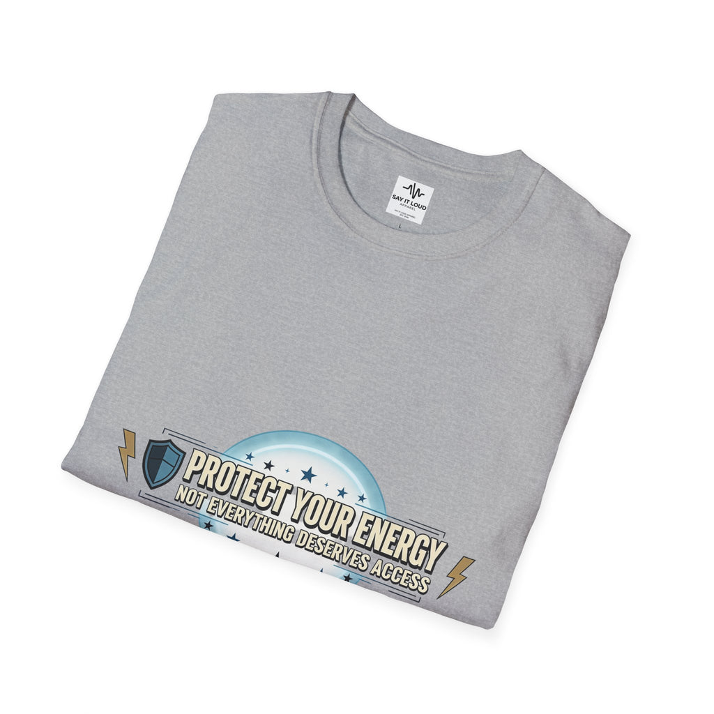 Protect Your Energy T-Shirt — Shield & Lightning Graphic Tee