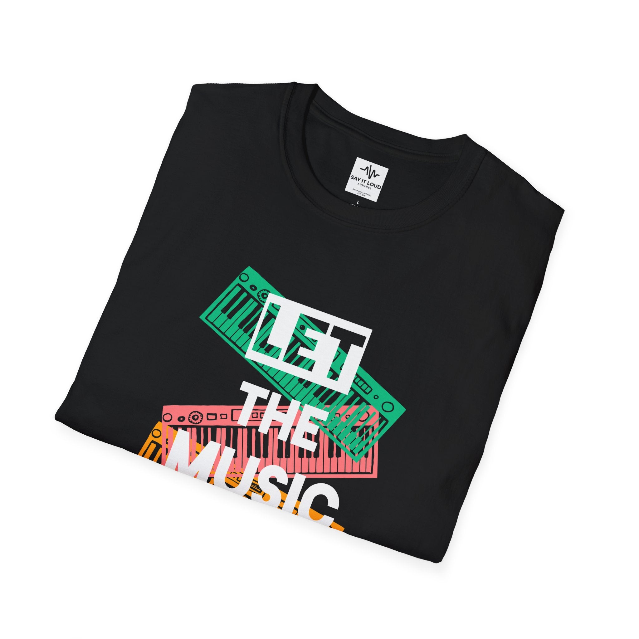 Let The Music Play T-Shirt — Colorful Keyboard Vintage Music Tee