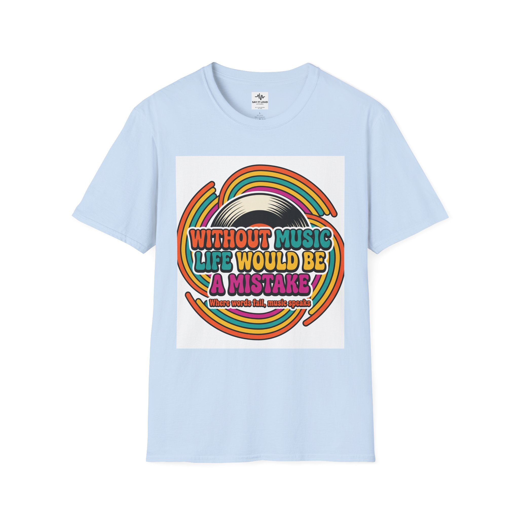 Retro Music Quote T-Shirt — "Without Music Life Would Be a Mistake"