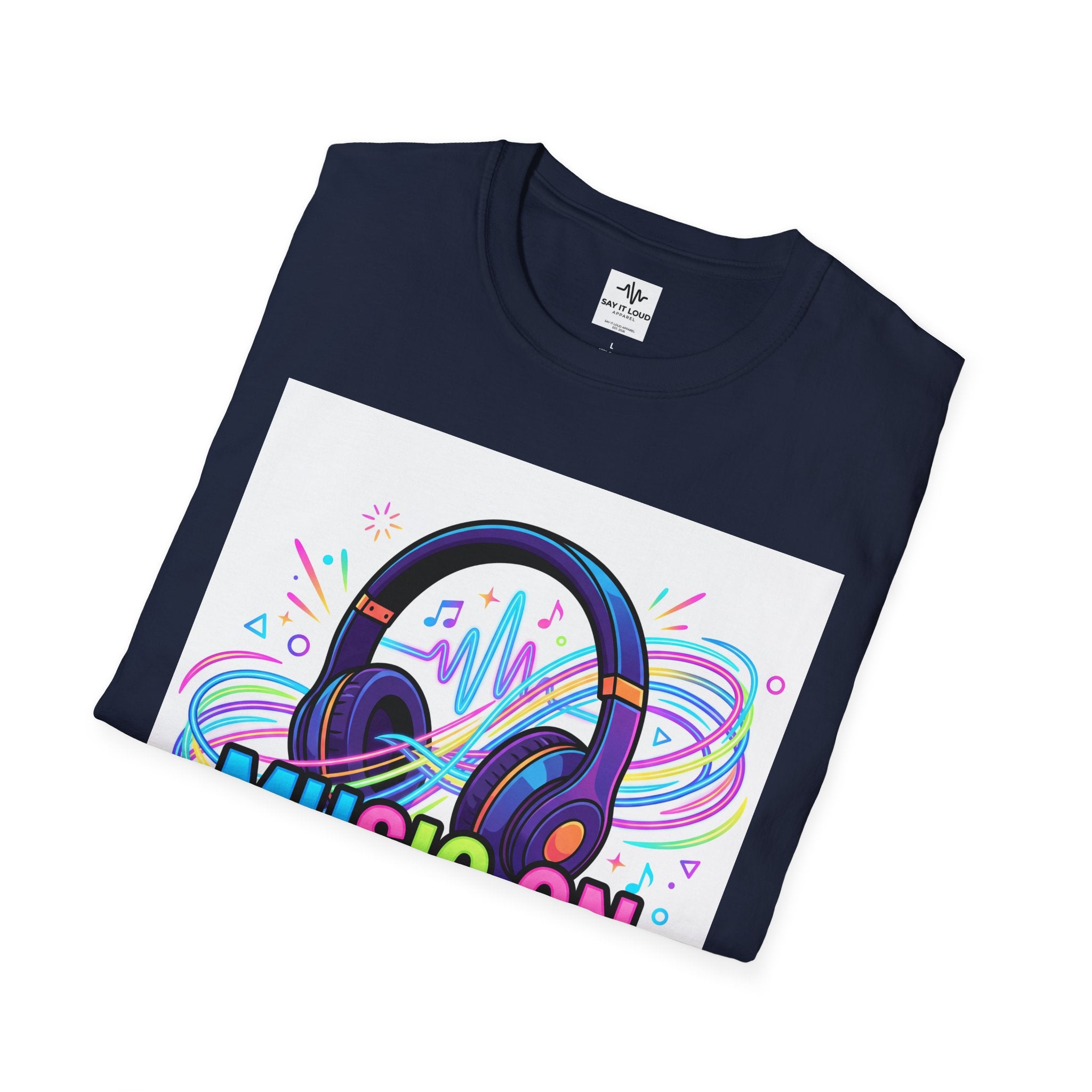 Music On World Off T-Shirt — "Tune in. Zone out." Headphones Graphic Tee