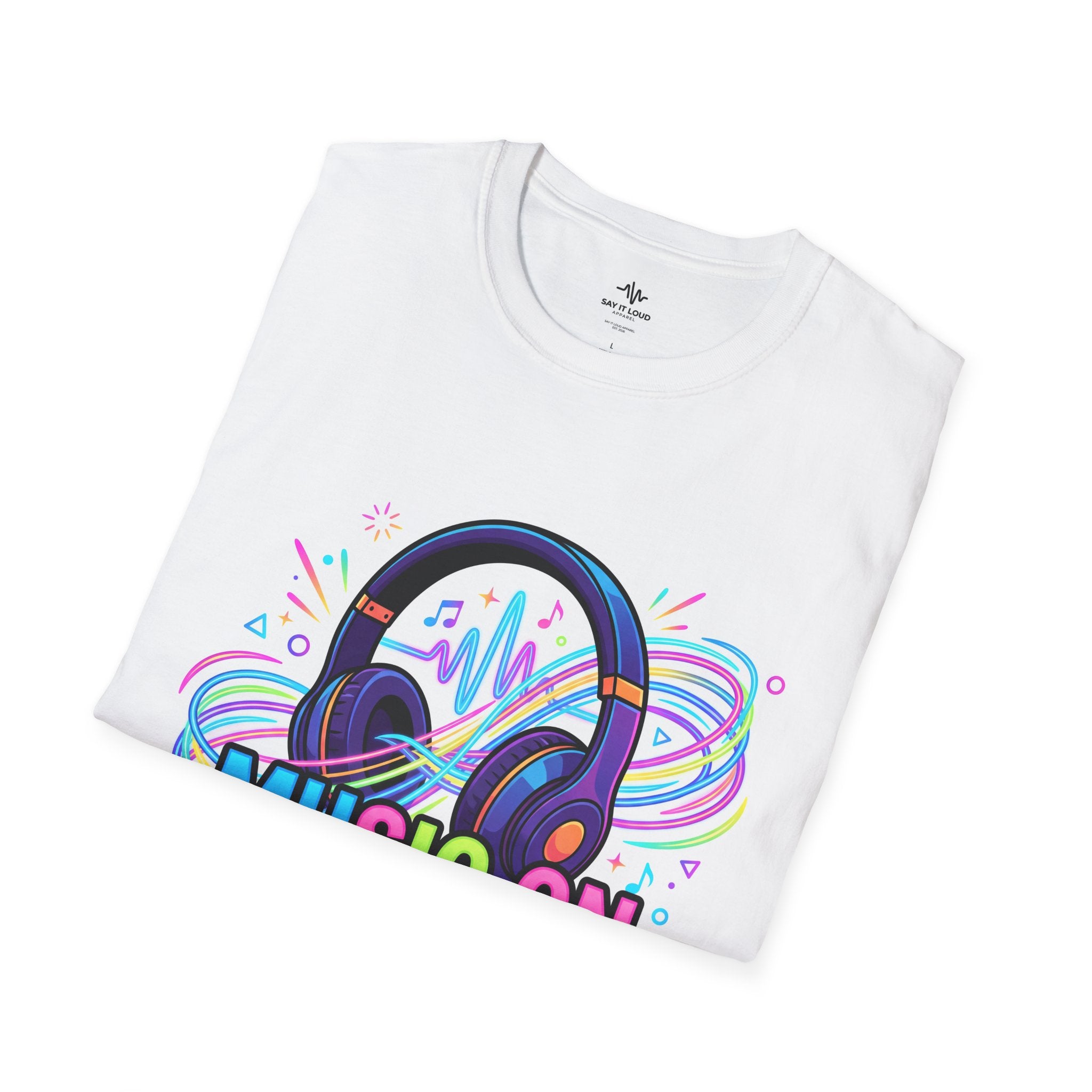 Music On World Off T-Shirt — "Tune in. Zone out." Headphones Graphic Tee