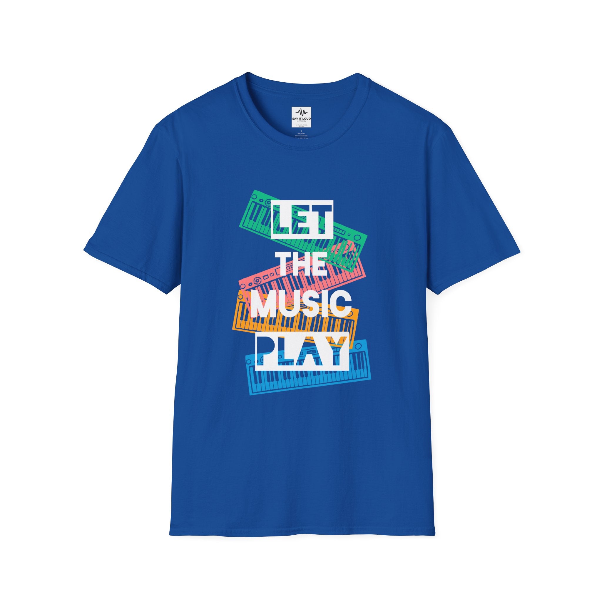Let The Music Play T-Shirt — Colorful Keyboard Vintage Music Tee