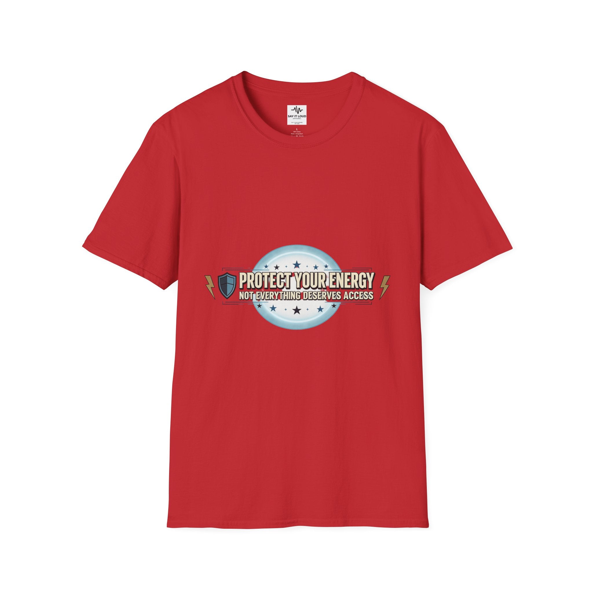 Protect Your Energy T-Shirt — Shield & Lightning Graphic Tee