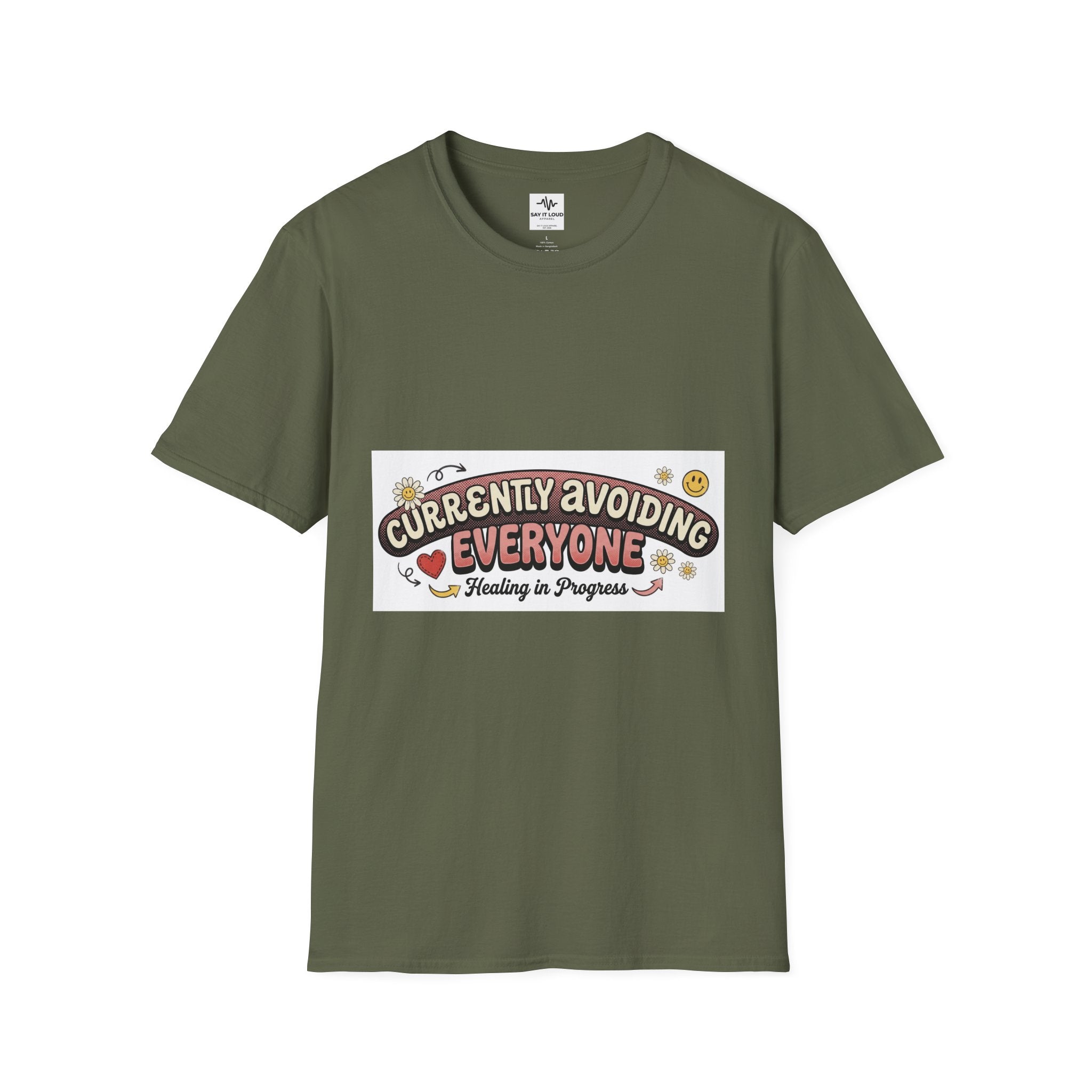 T-Shirt — "Currently Avoiding Everyone" Healing in Progress Graphic Tee