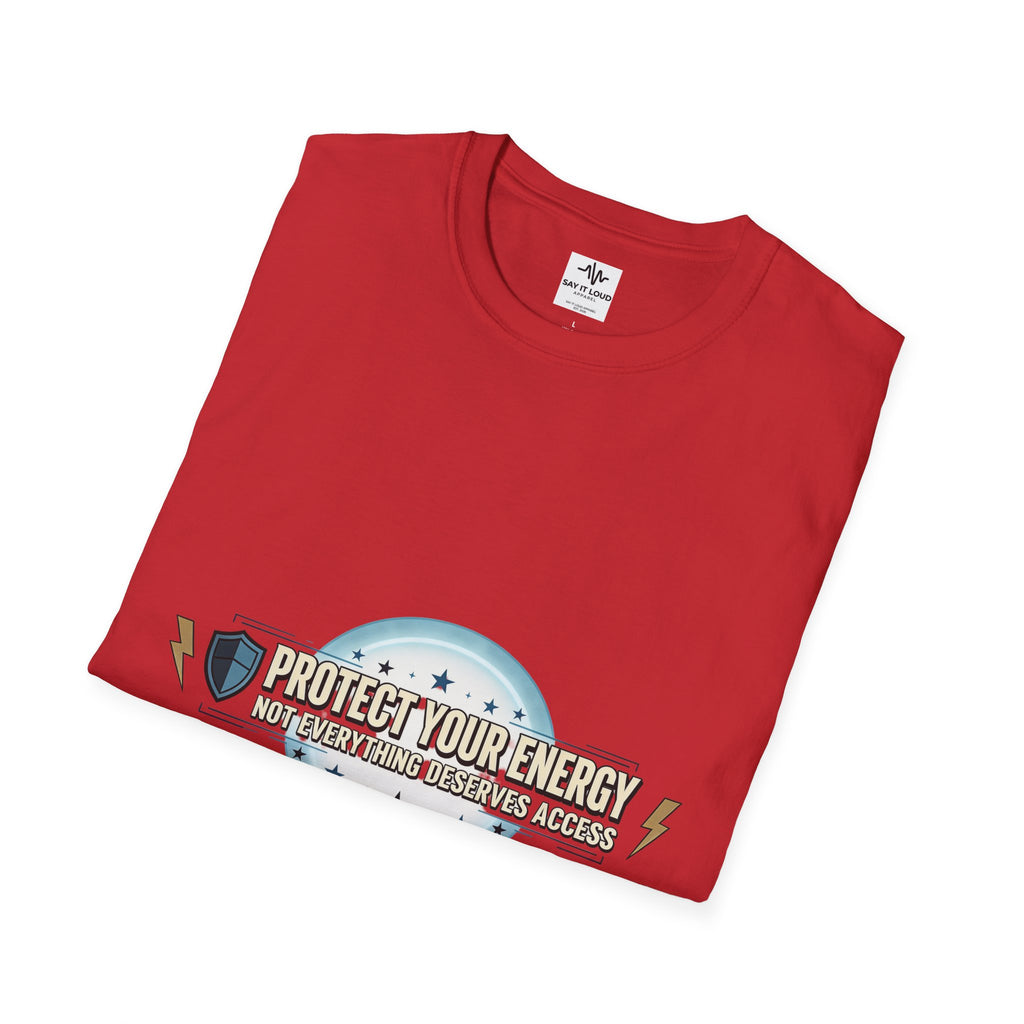 Protect Your Energy T-Shirt — Shield & Lightning Graphic Tee