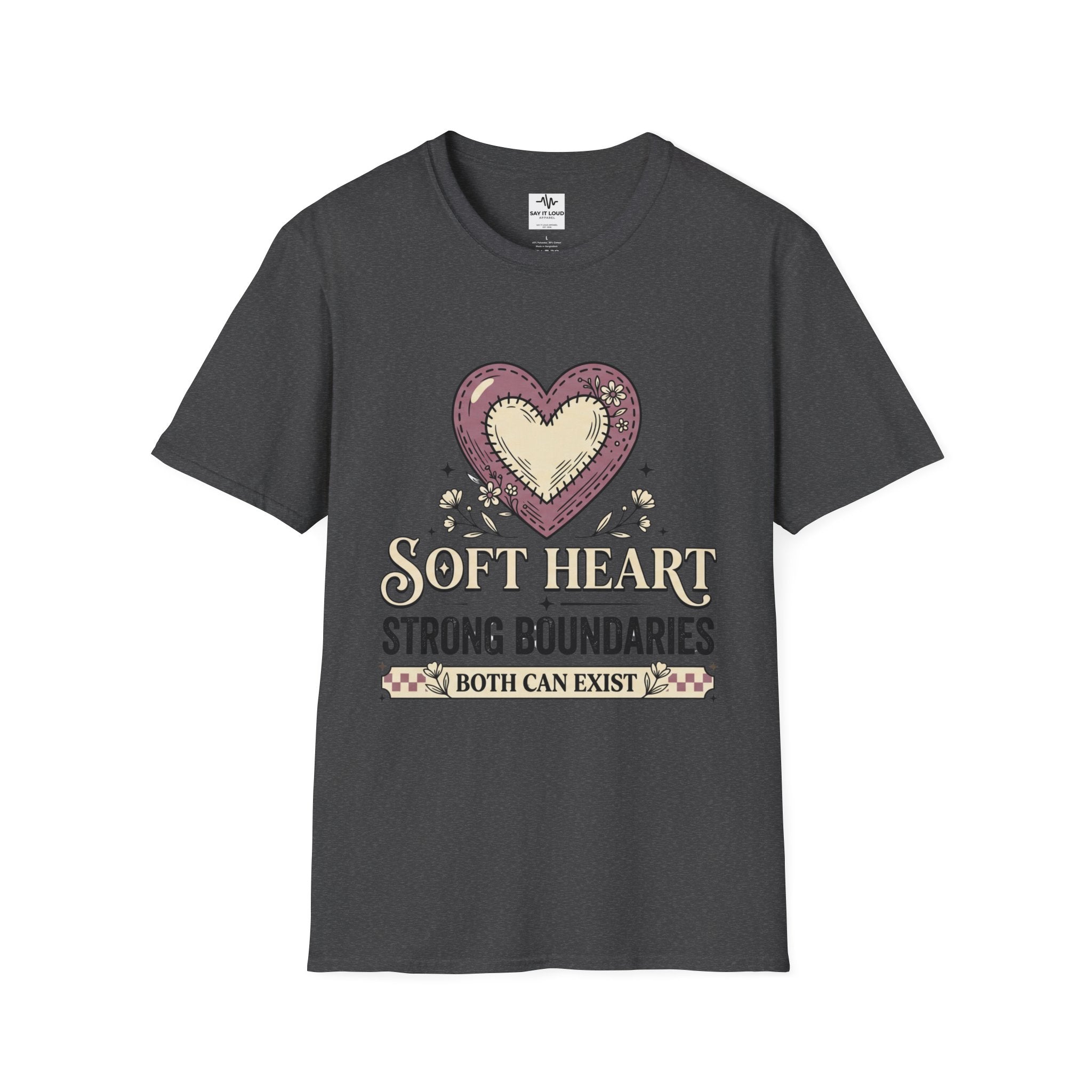 Soft Heart Strong Boundaries T-Shirt – Inspirational Heart Graphic Tee