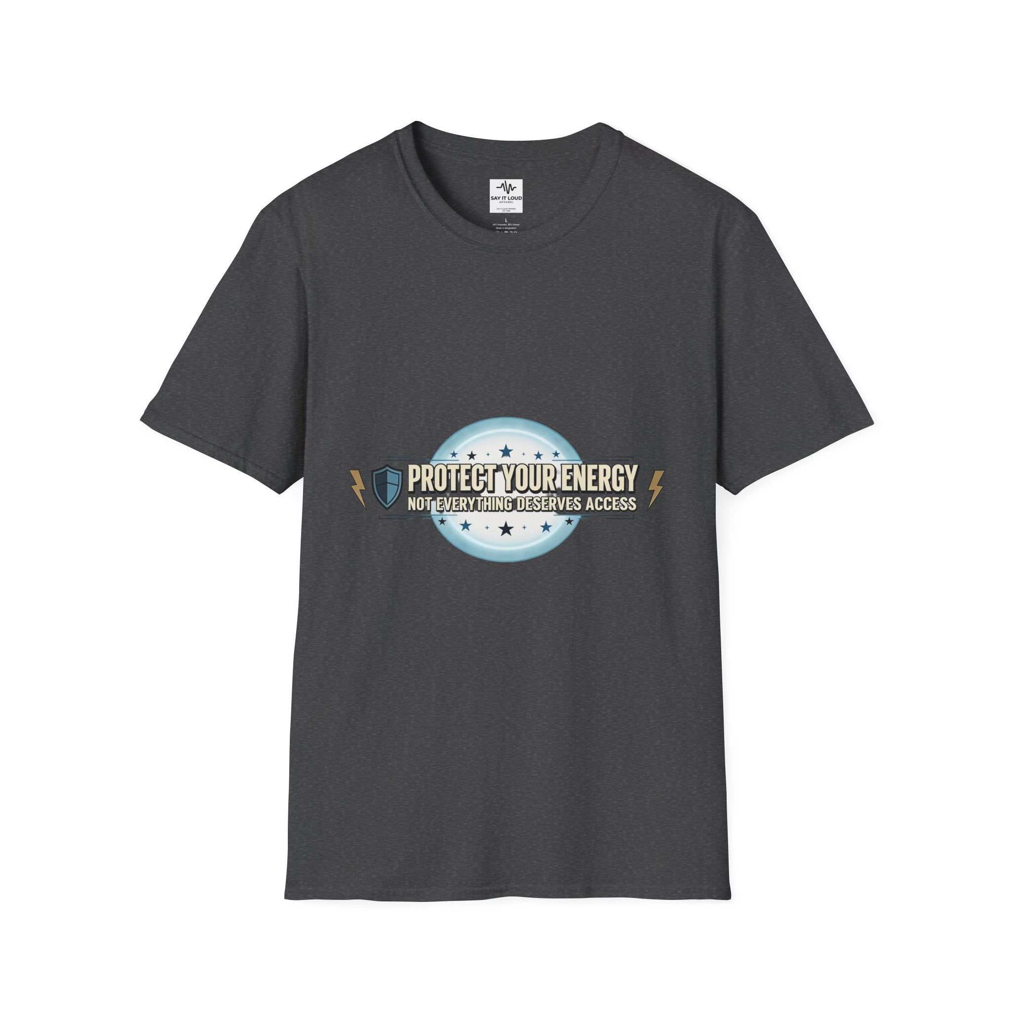 Protect Your Energy T-Shirt — Shield & Lightning Graphic Tee