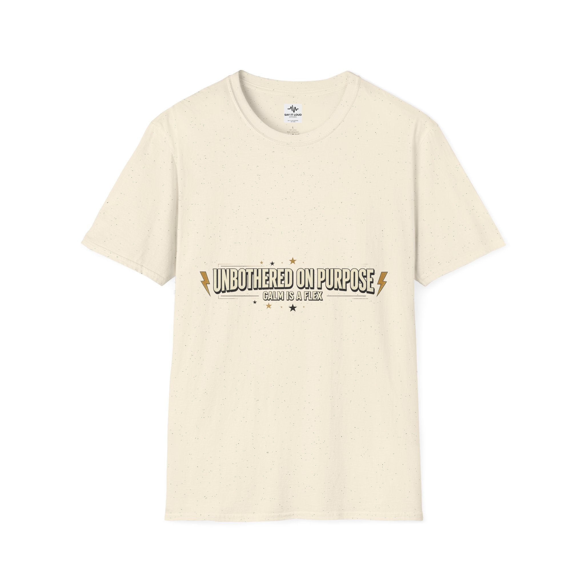 T-Shirt — "Unbothered on Purpose" Vintage Lightning Graphic
