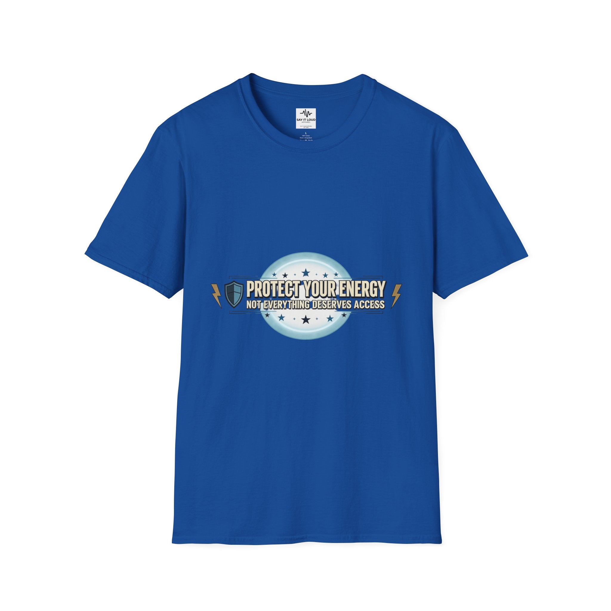Protect Your Energy T-Shirt — Shield & Lightning Graphic Tee