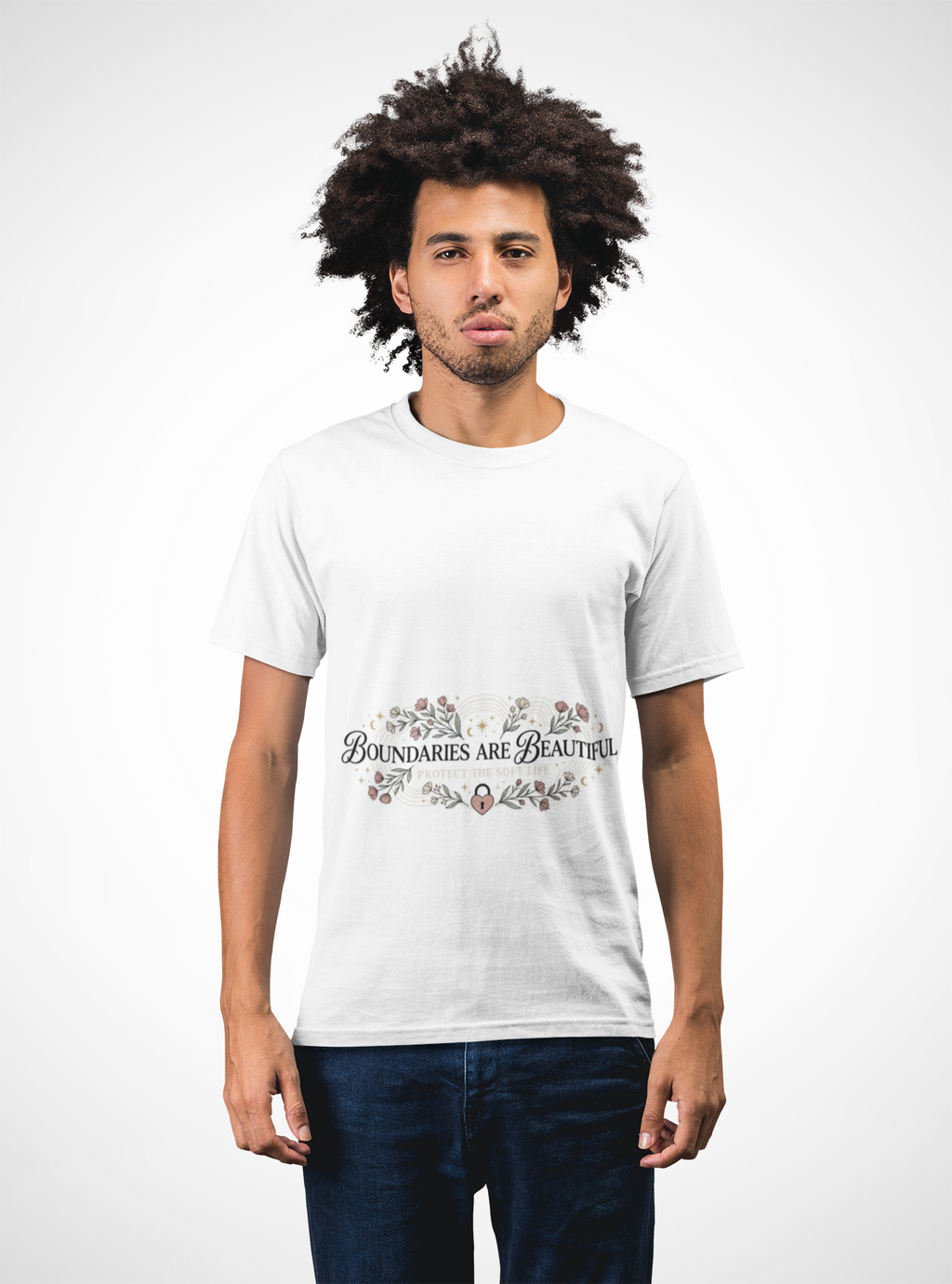 "Boundaries Are Beautiful" Floral T-Shirt — Self-Care Mental Health Tee