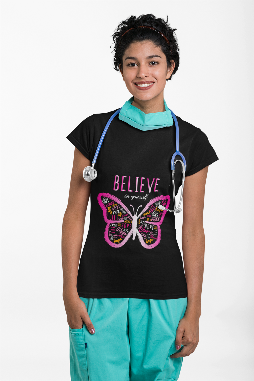 Believe Butterfly T-Shirt — Inspirational Pink Butterfly Graphic Tee