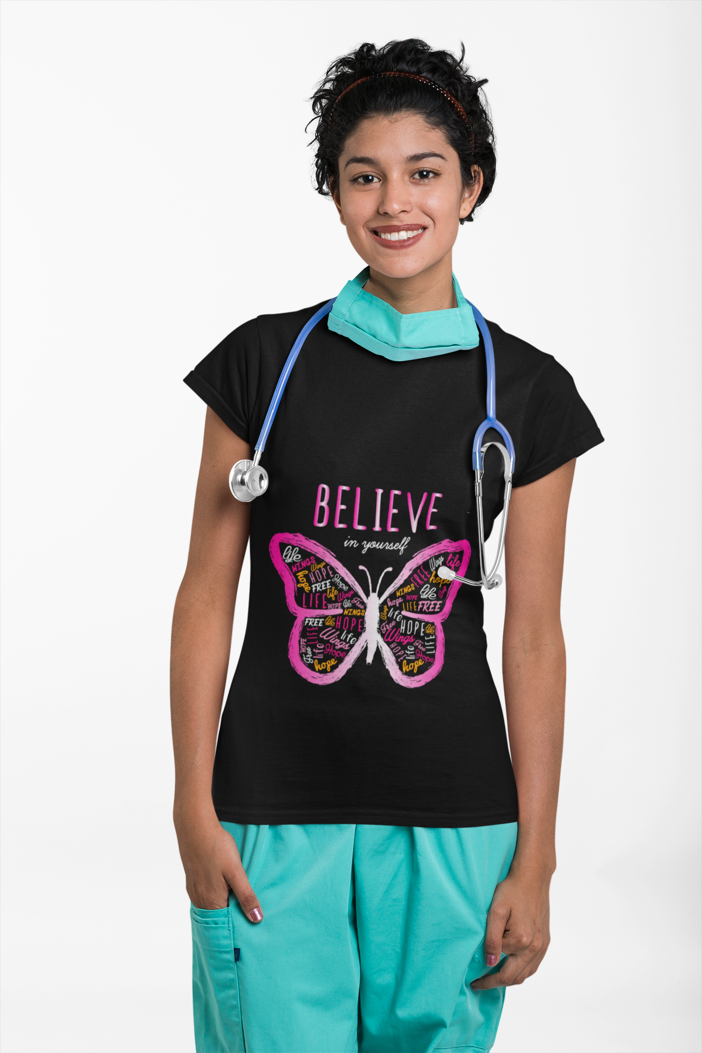 Believe Butterfly T-Shirt — Inspirational Pink Butterfly Graphic Tee