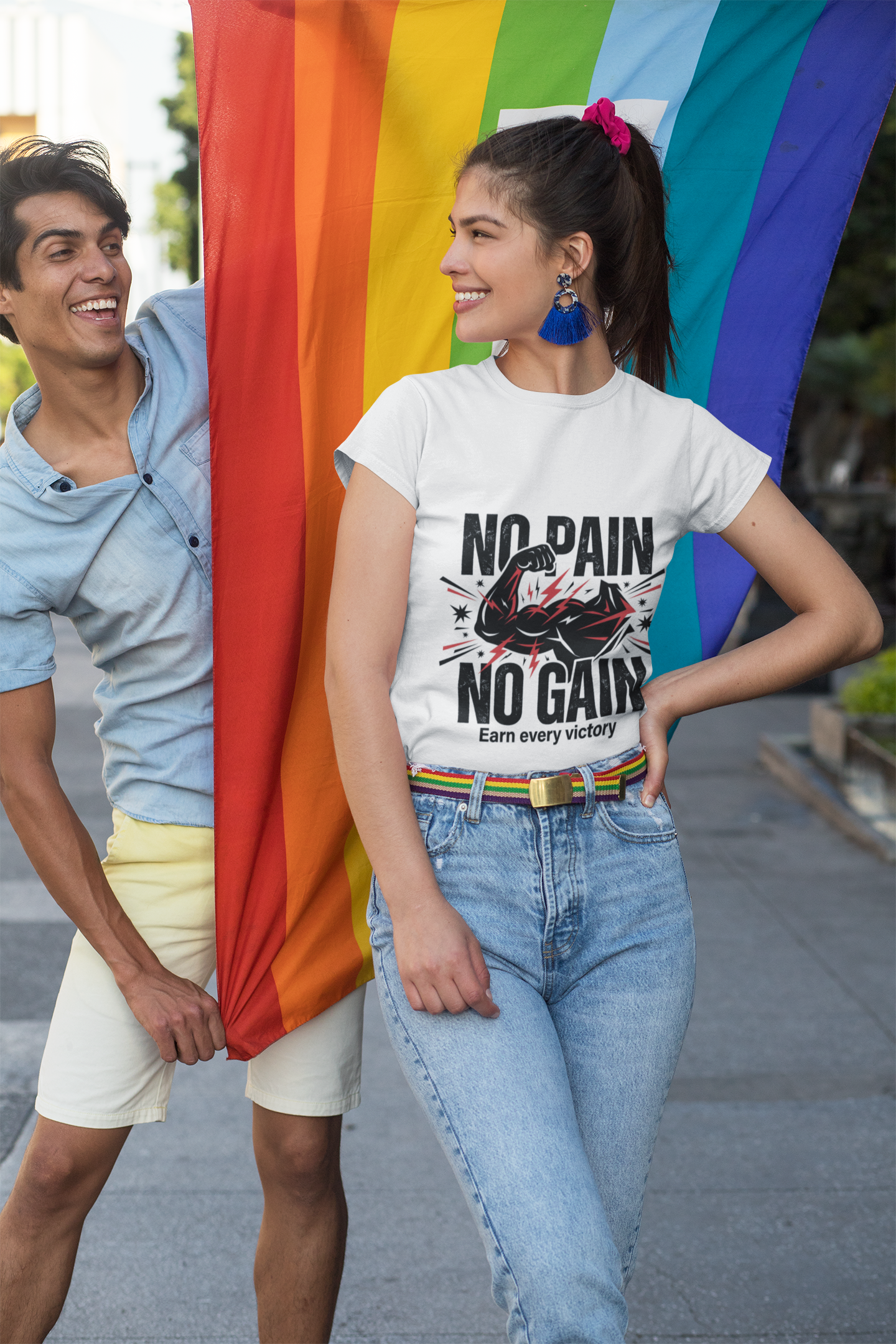 No Pain No Gain Fitness T-Shirt — "Earn Every Victory" Motivational Tee