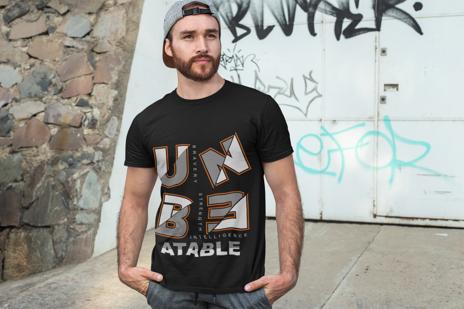 UNBEATABLE T-Shirt — Bold Block Letter Graphic Tee ("UNBEATABLE")