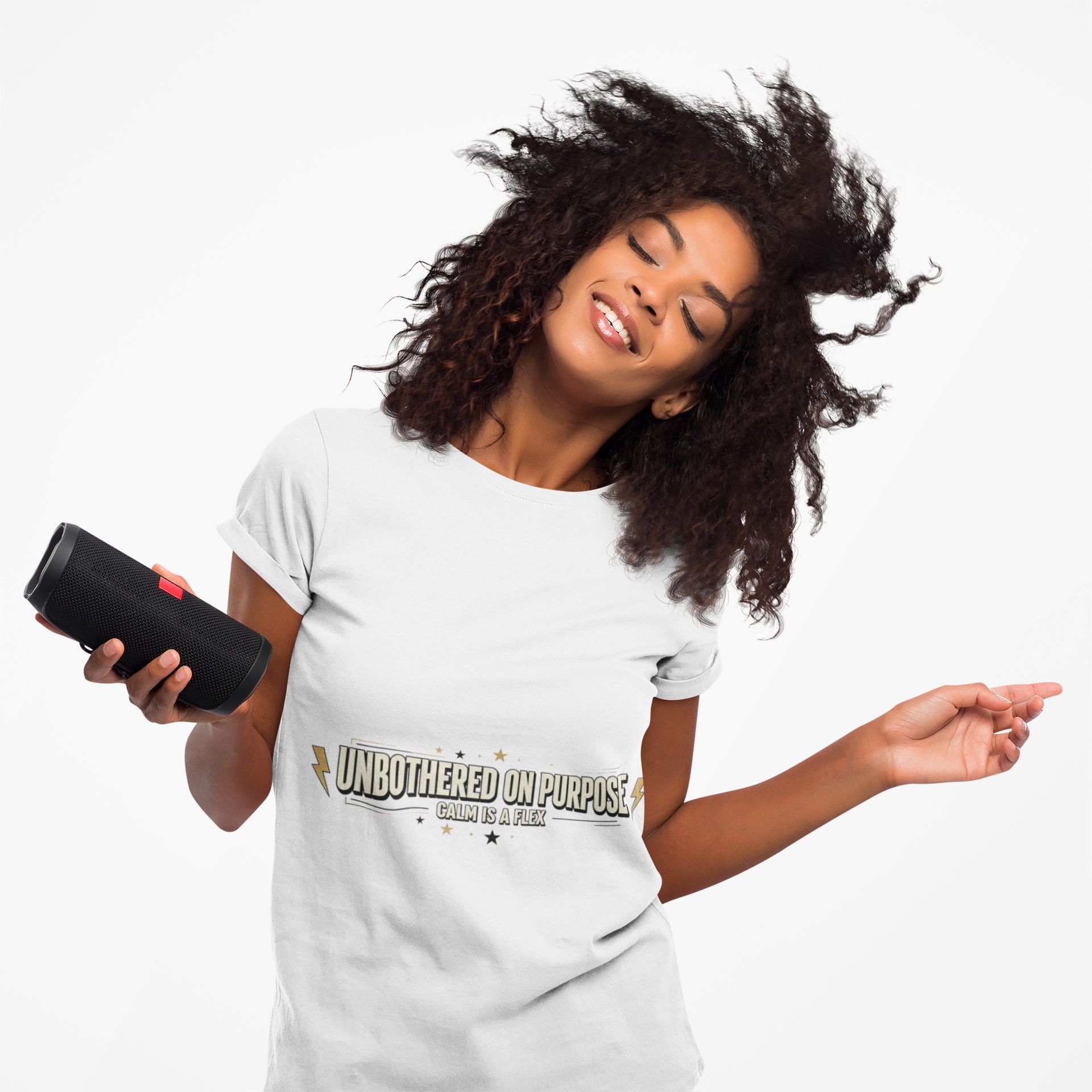 T-Shirt — "Unbothered on Purpose" Vintage Lightning Graphic