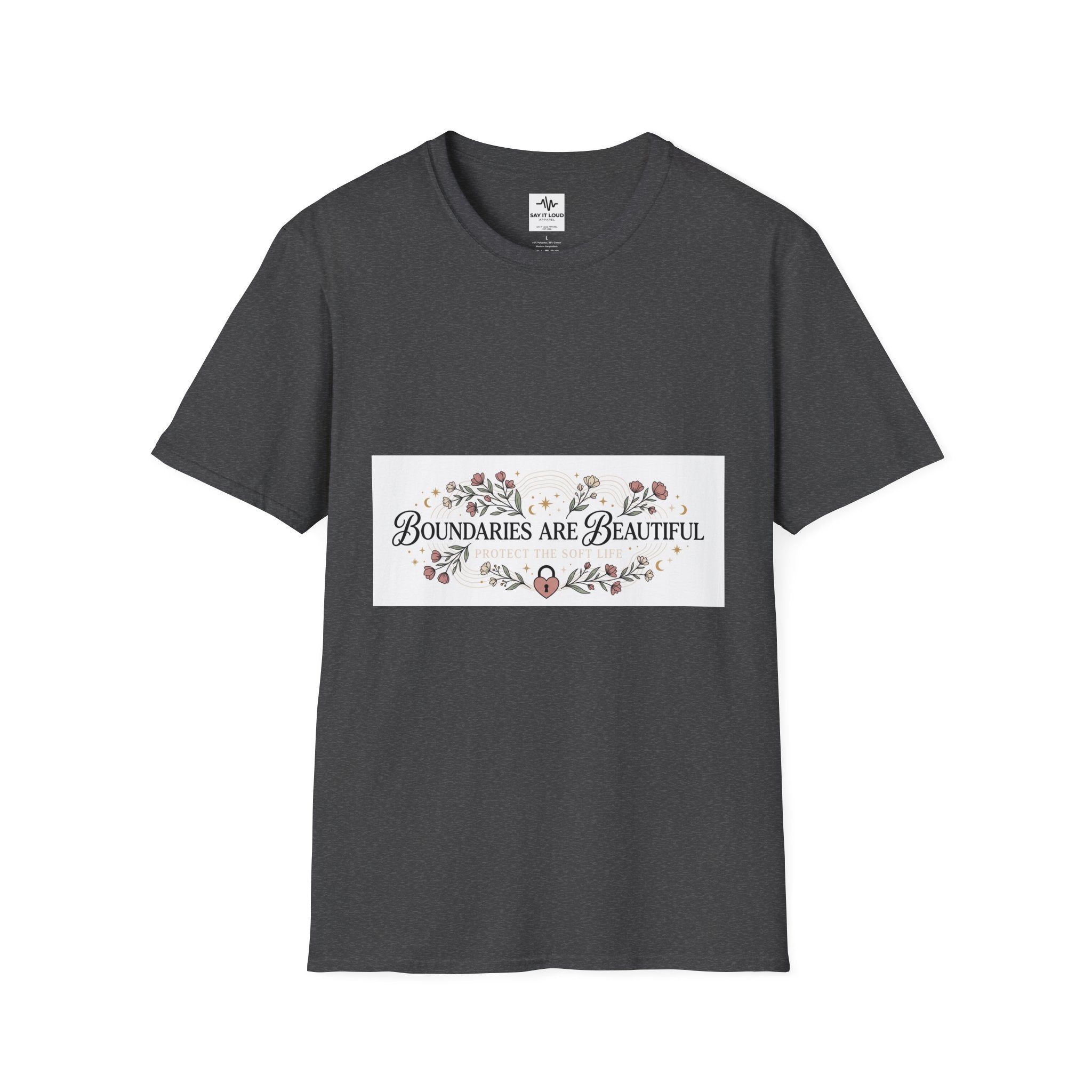 "Boundaries Are Beautiful" Floral T-Shirt — Self-Care Mental Health Tee