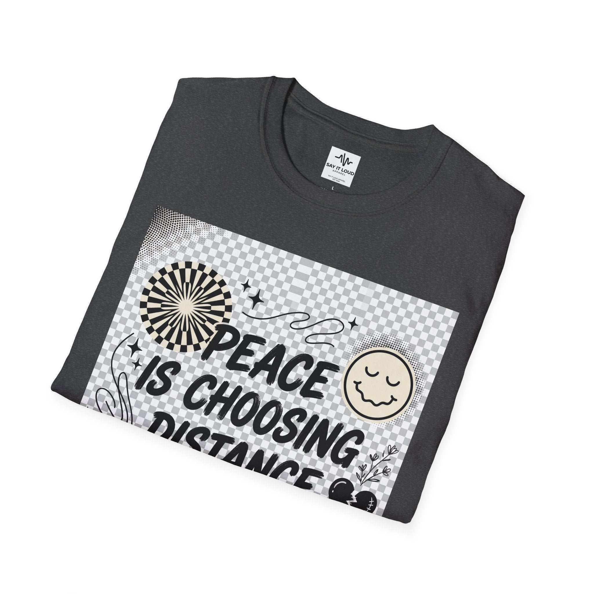 Peace Is Choosing Distance Without Guilt T-Shirt — Self-Care Quote Tee