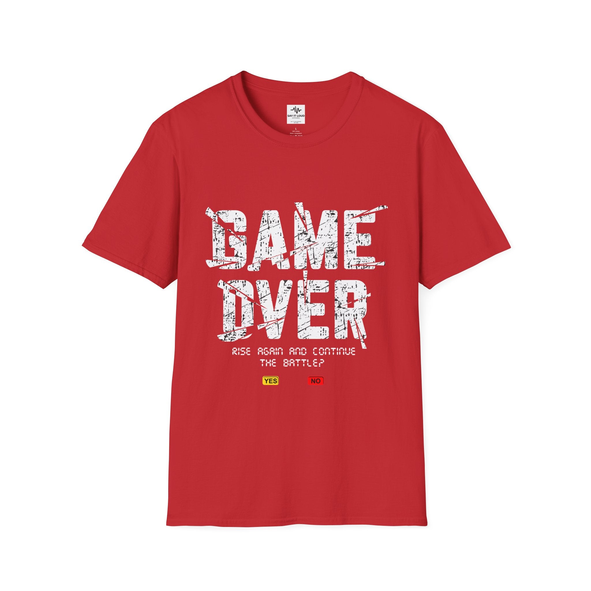 Game Over Graphic T-Shirt — "Rise Again and Continue the Battle" Gamer Tee
