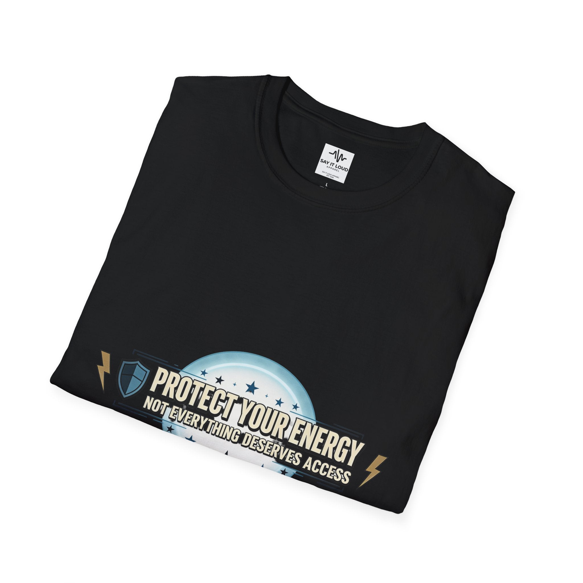 Protect Your Energy T-Shirt — Shield & Lightning Graphic Tee