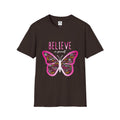 Believe Butterfly T-Shirt — Inspirational Pink Butterfly Graphic Tee
