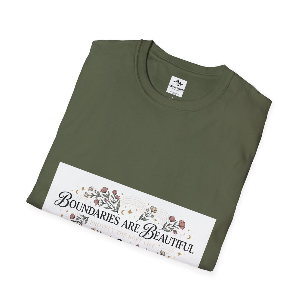 "Boundaries Are Beautiful" Floral T-Shirt — Self-Care Mental Health Tee