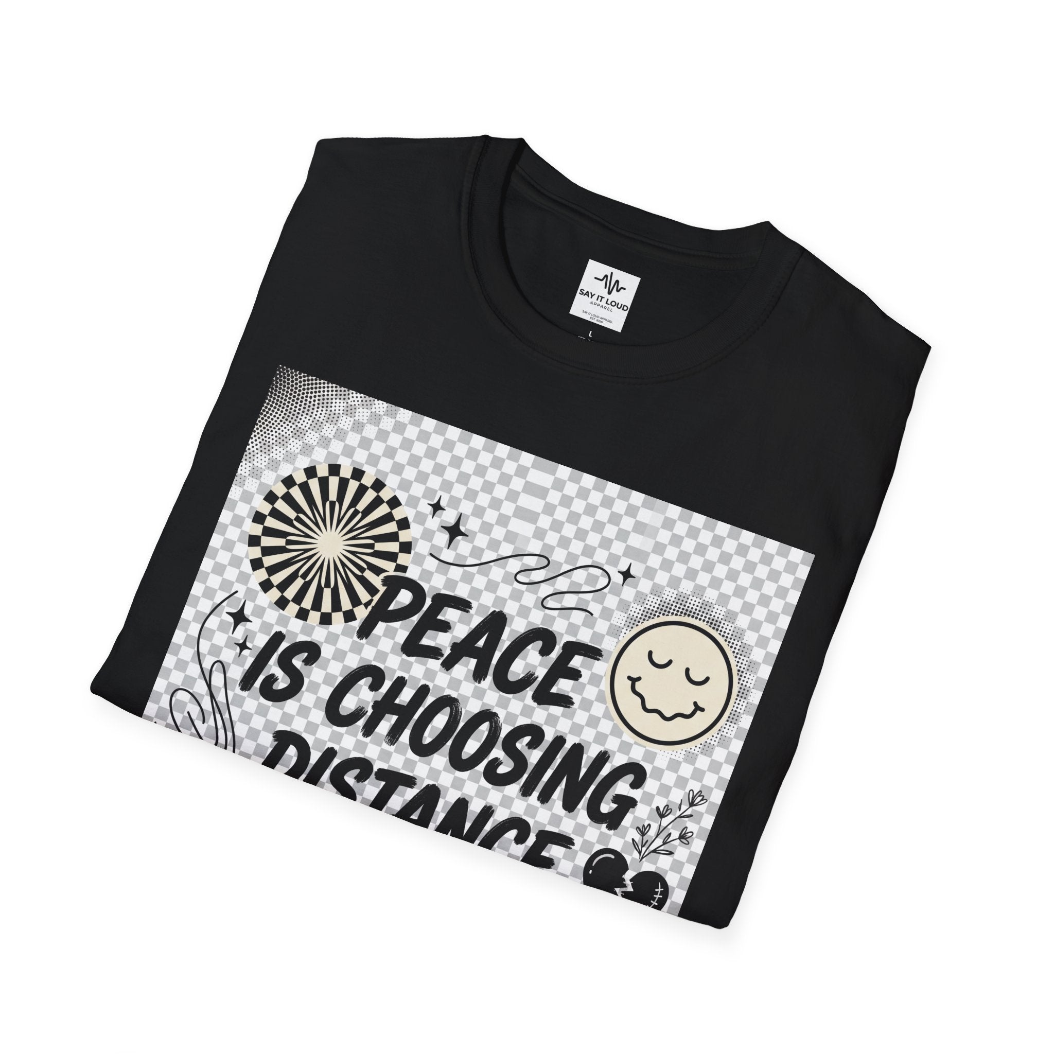 Peace Is Choosing Distance Without Guilt T-Shirt — Self-Care Quote Tee