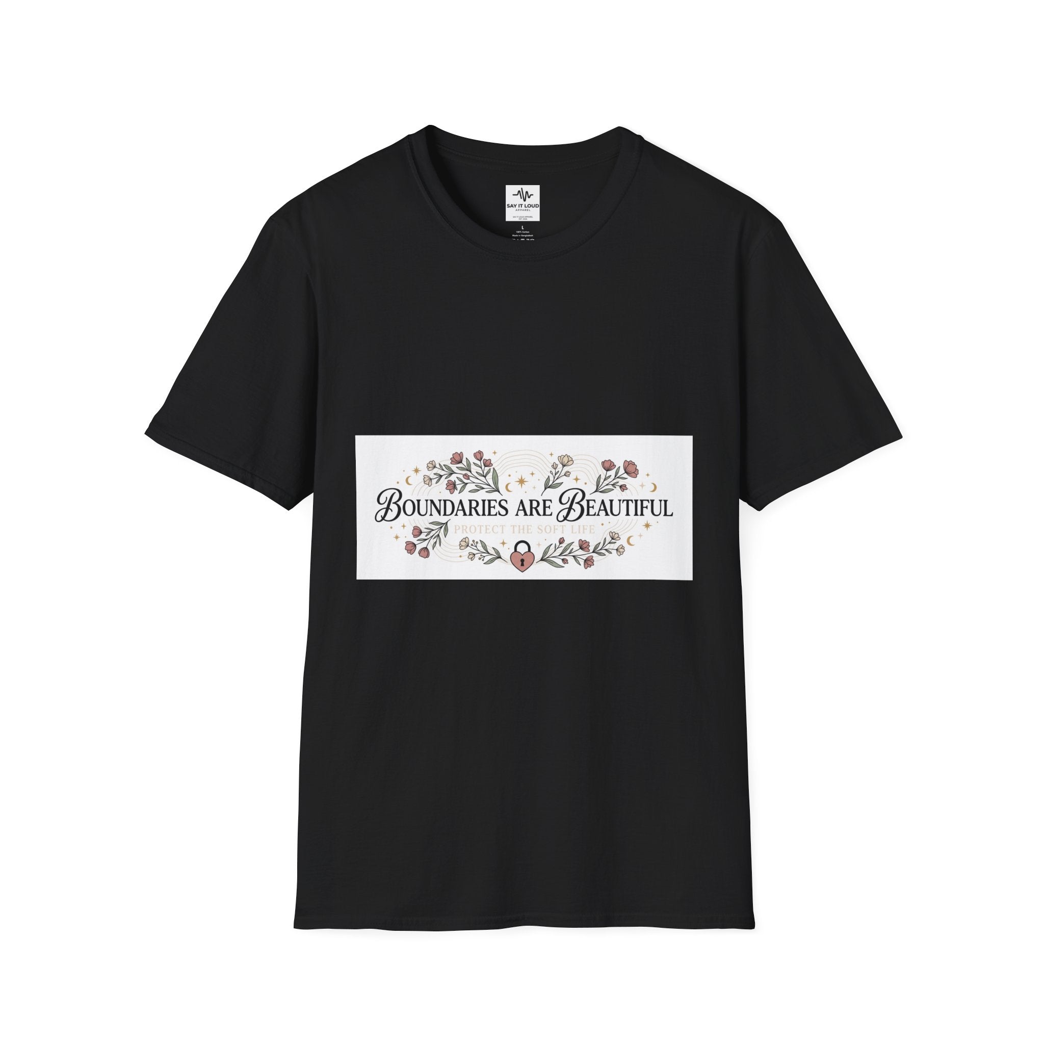 "Boundaries Are Beautiful" Floral T-Shirt — Self-Care Mental Health Tee