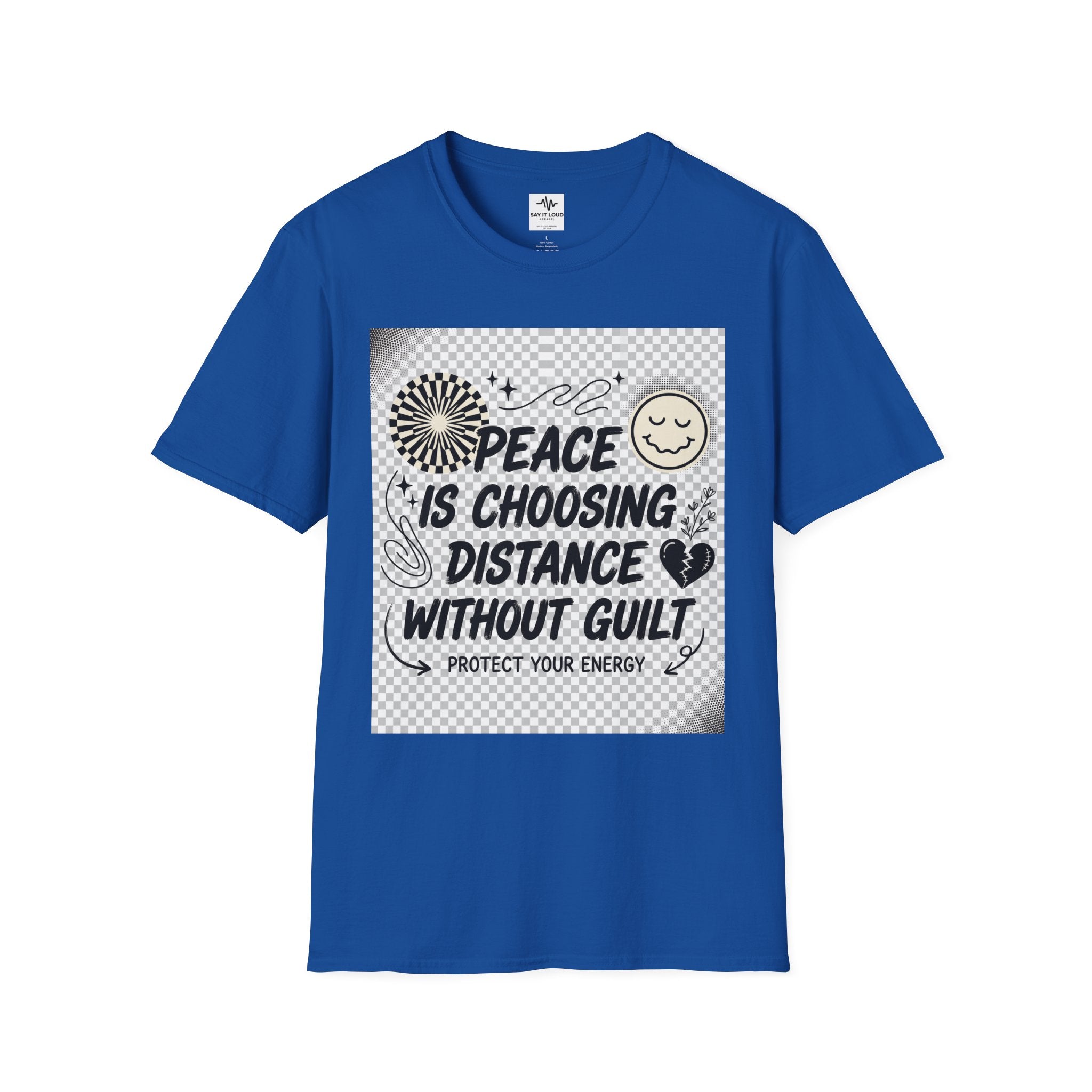 Peace Is Choosing Distance Without Guilt T-Shirt — Self-Care Quote Tee