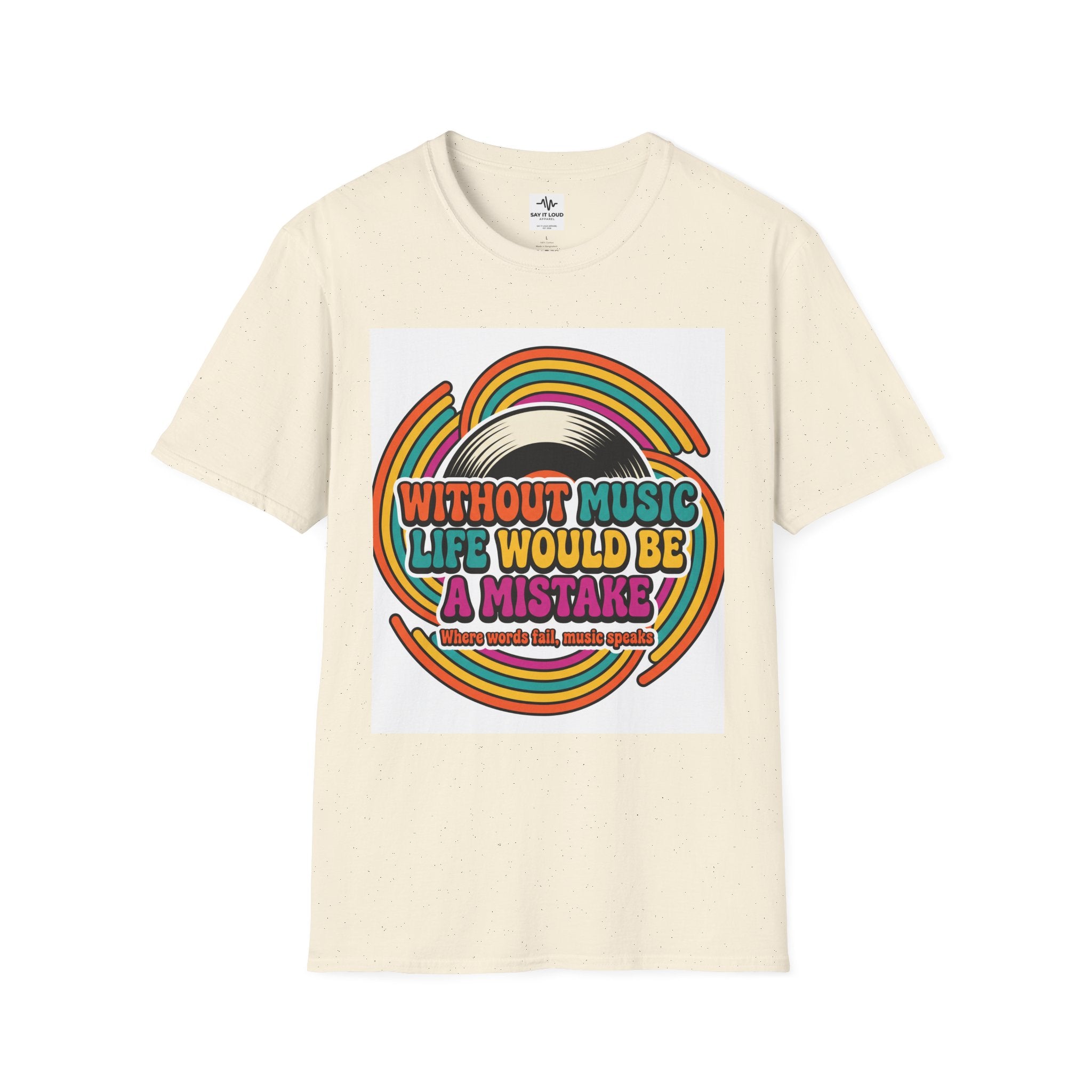 Retro Music Quote T-Shirt — "Without Music Life Would Be a Mistake"