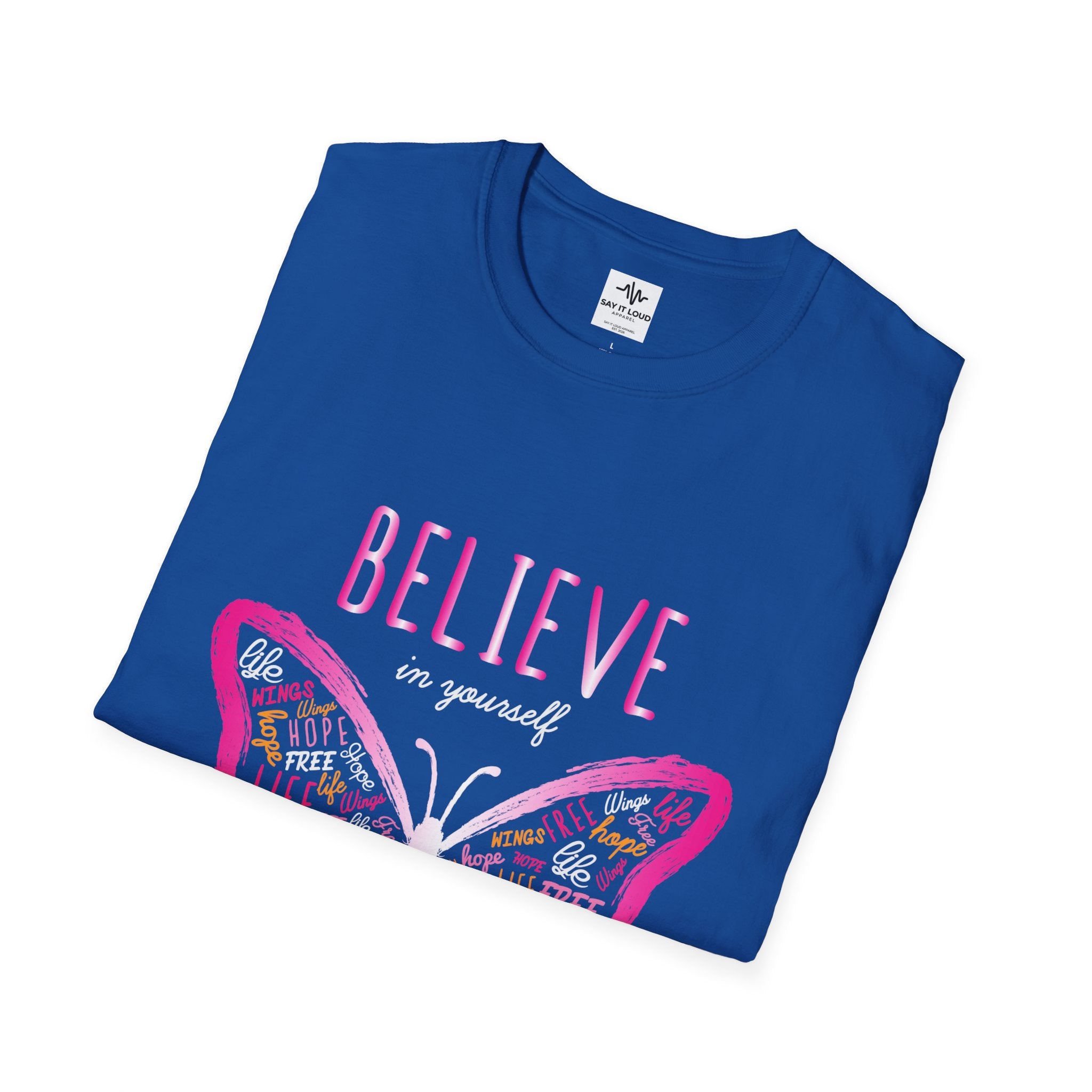 Believe Butterfly T-Shirt — Inspirational Pink Butterfly Graphic Tee