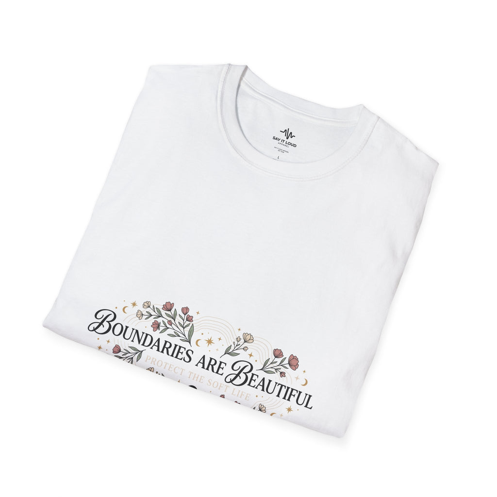 "Boundaries Are Beautiful" Floral T-Shirt — Self-Care Mental Health Tee