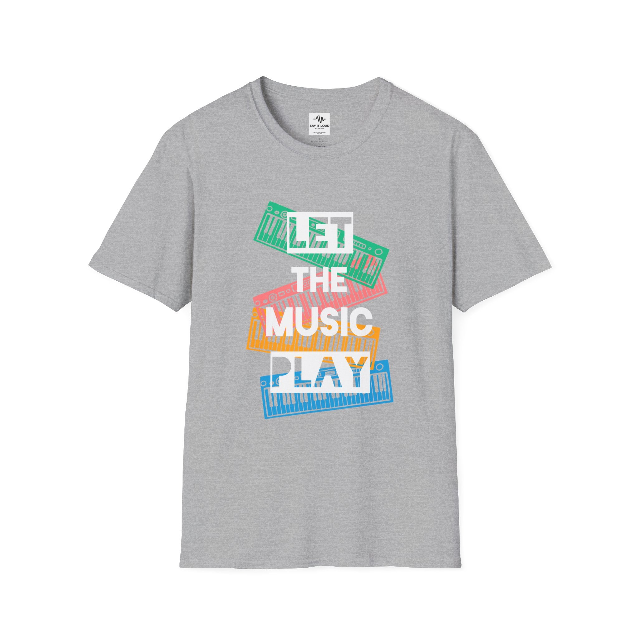 Let The Music Play T-Shirt — Colorful Keyboard Vintage Music Tee