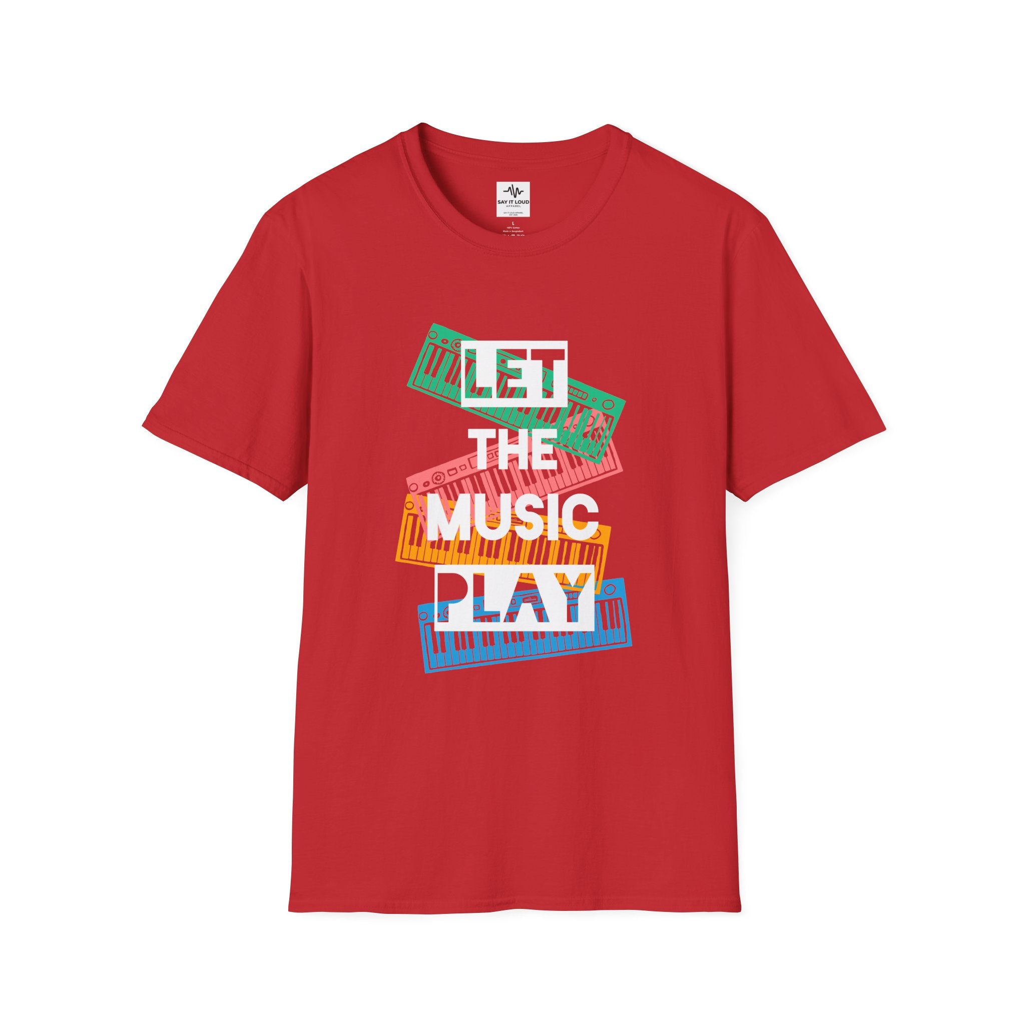 Let The Music Play T-Shirt — Colorful Keyboard Vintage Music Tee