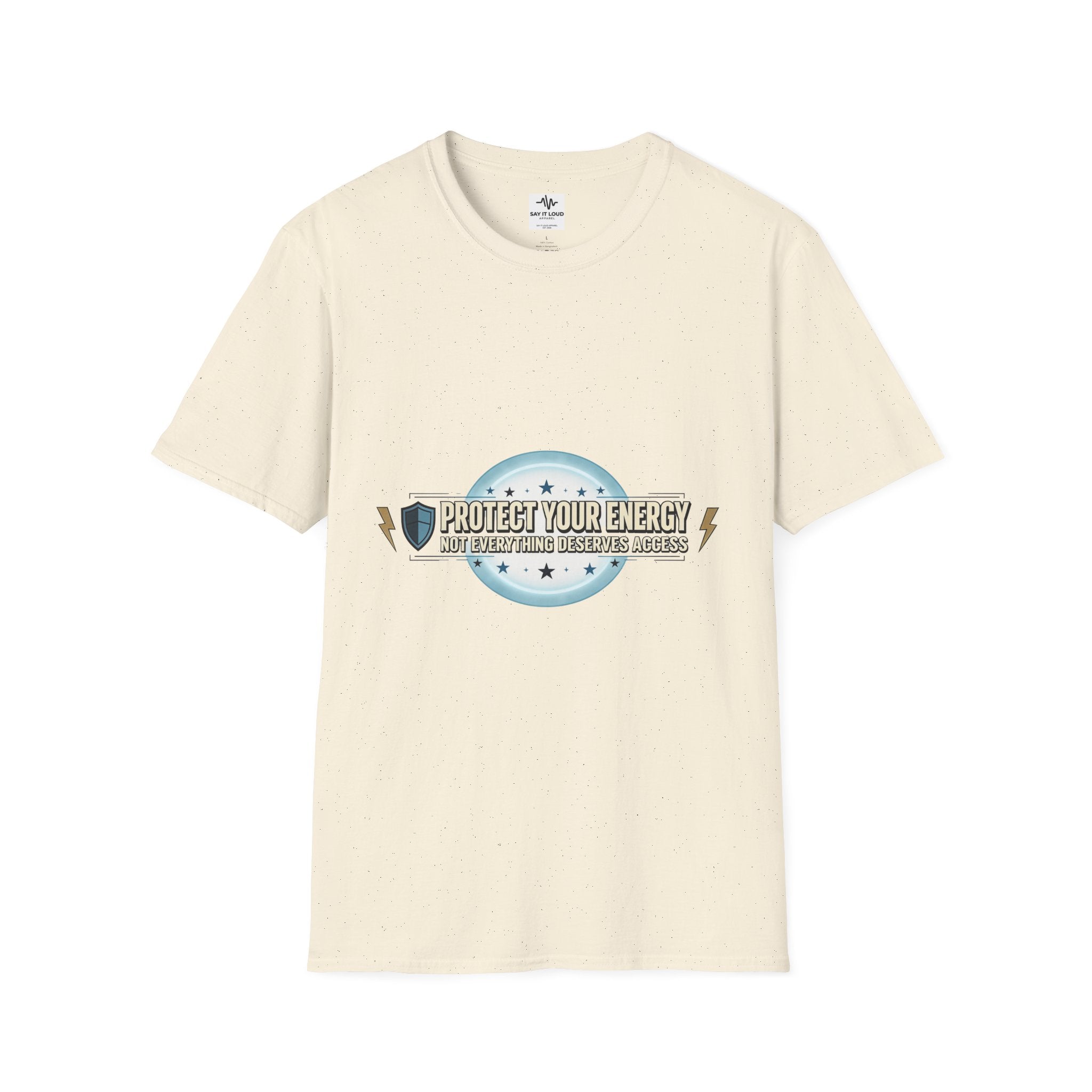 Protect Your Energy T-Shirt — Shield & Lightning Graphic Tee